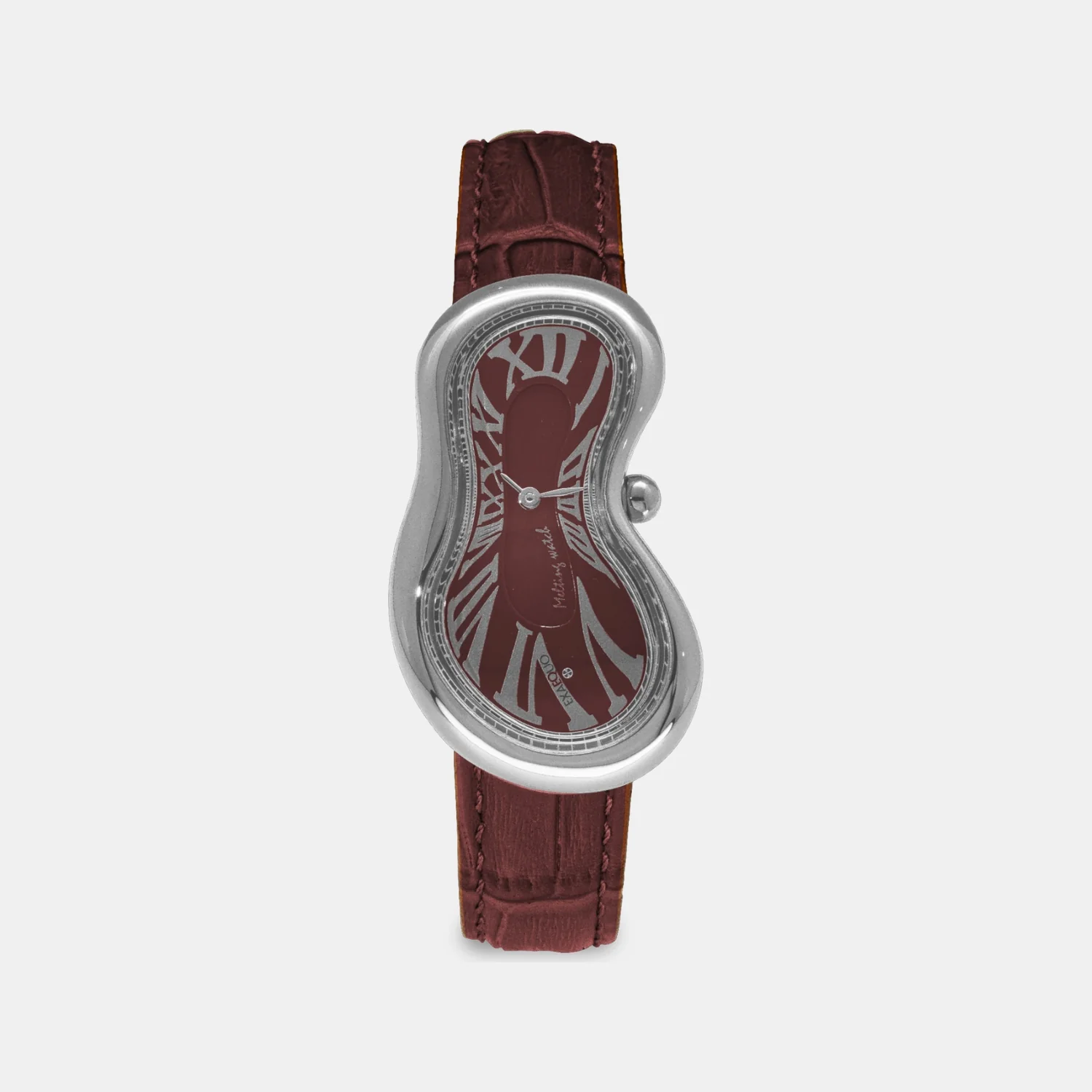 Classic Unisex Quartz Burgundy Dial Analog Leather Watch EX0001.0006 - Image 2