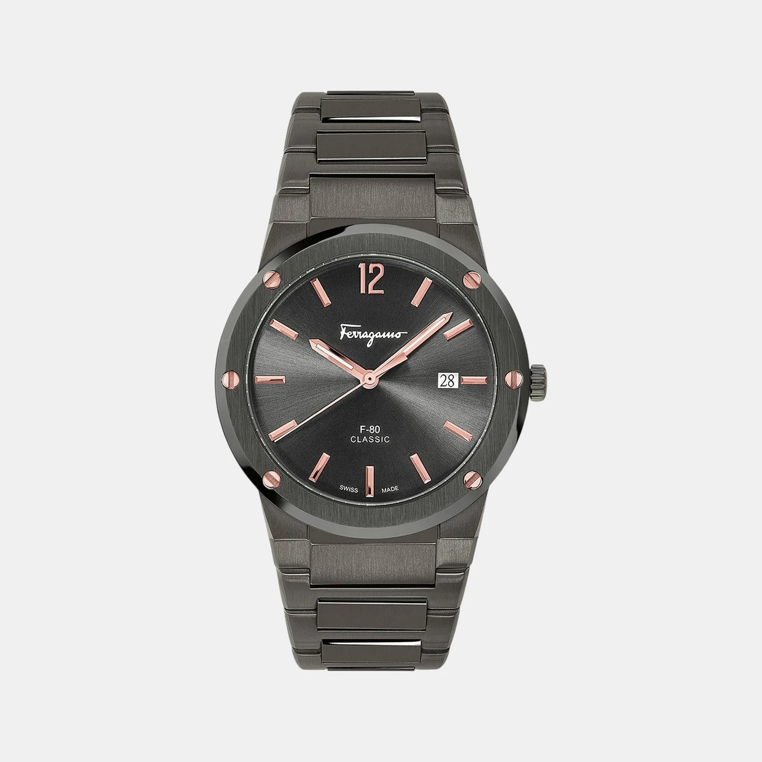 F-80 Classic Men Quartz Grey Dial Analog Stainless Steel Watch SFDT01520