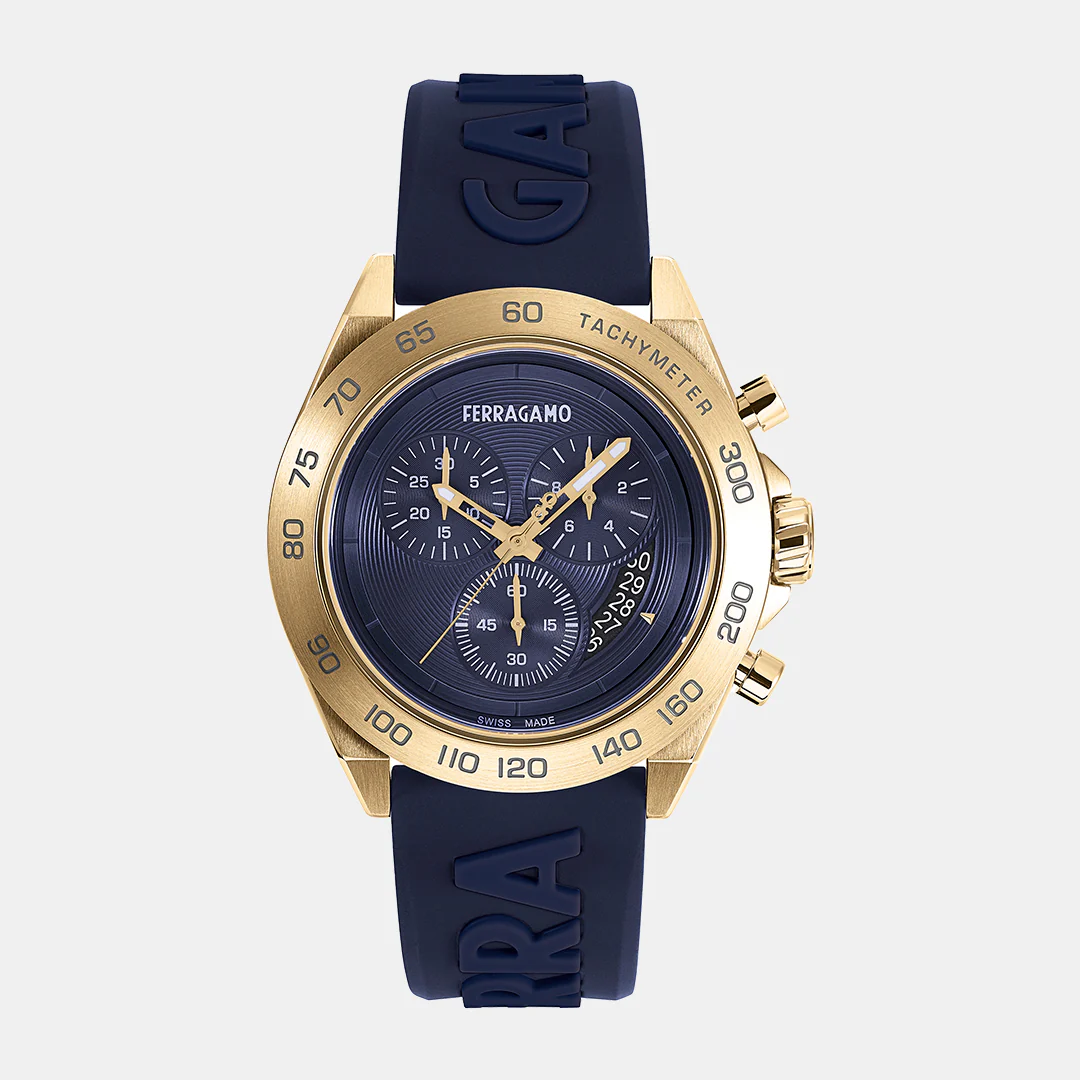 Kf-Urban Chrono Men Quartz Blue Dial Chronograph Silicone Watch SFKF00323