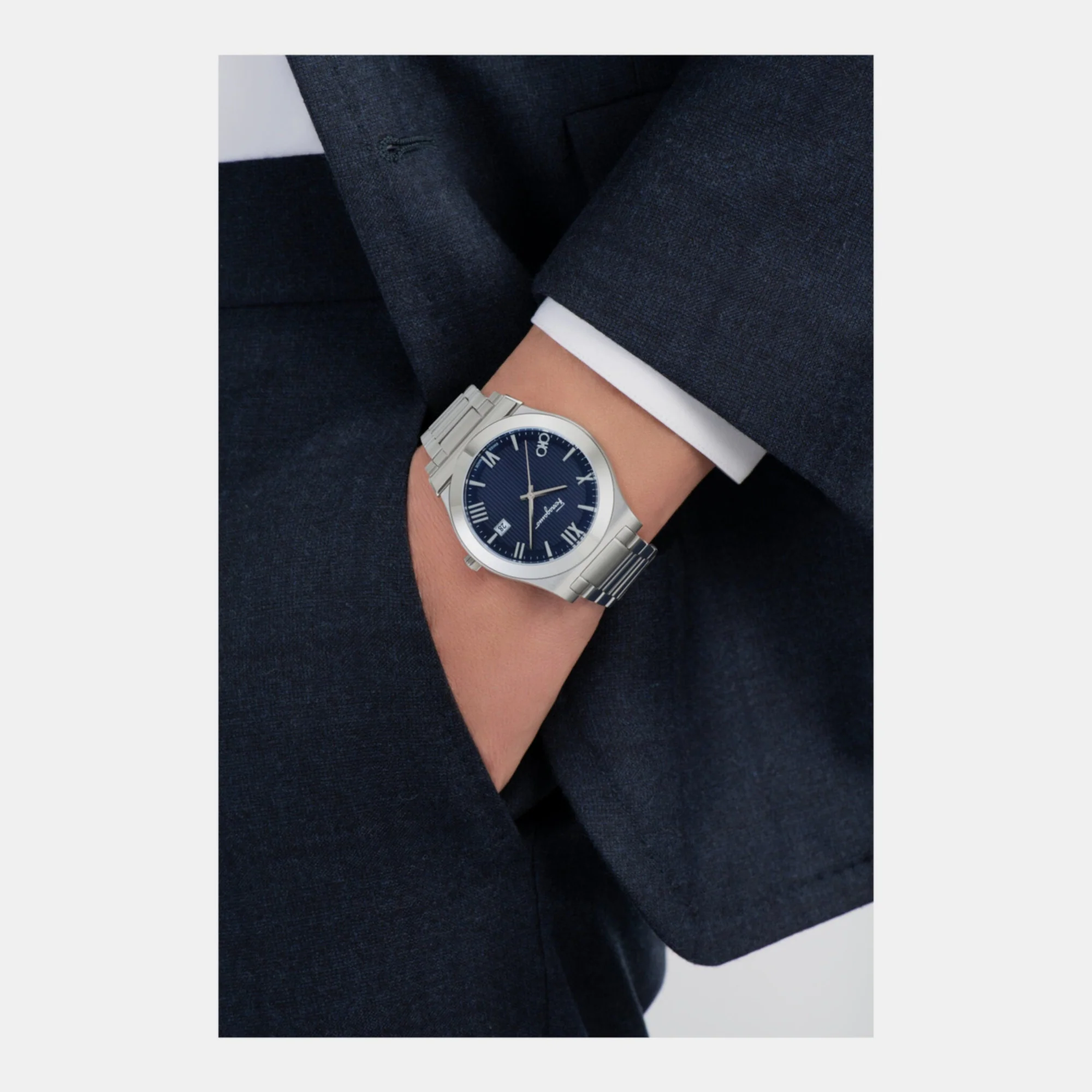 Km-Gancini Gent Men Quartz Blue Dial Analog Stainless Steel Watch SFKM00423 - Image 5