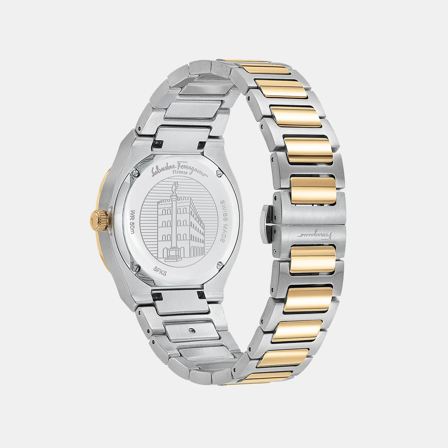 Ks-Ferragamo Elliptical 3 Women Quartz Navy Mother Of Pearl Dial Analog Stainless Steel Watch SFKS00123 - Image 3