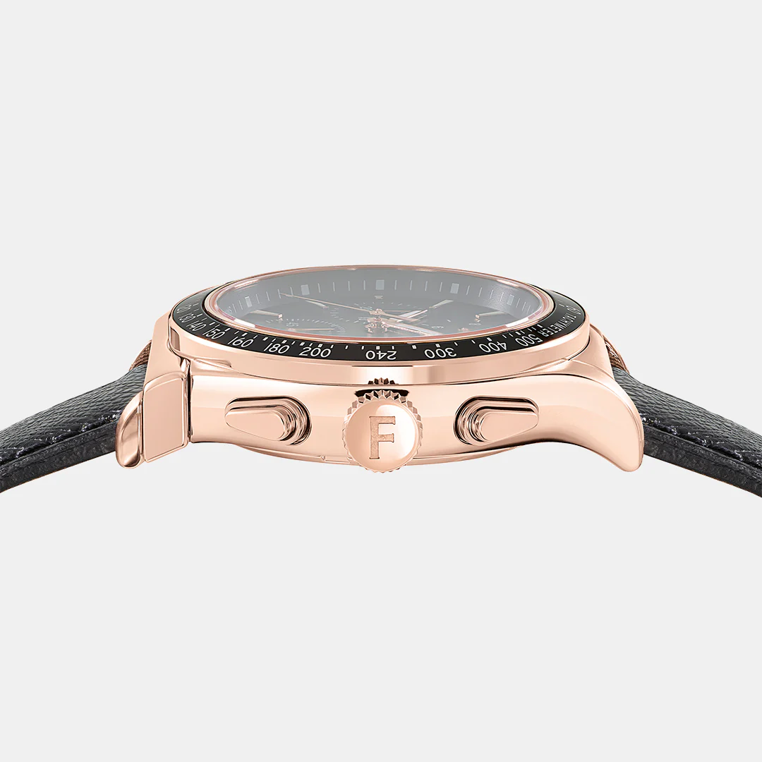 Kw-1927 Chrono Lady 38Mm- Unisex Quartz Black Dial Chronograph Leather Watch SFKW00123 - Image 3