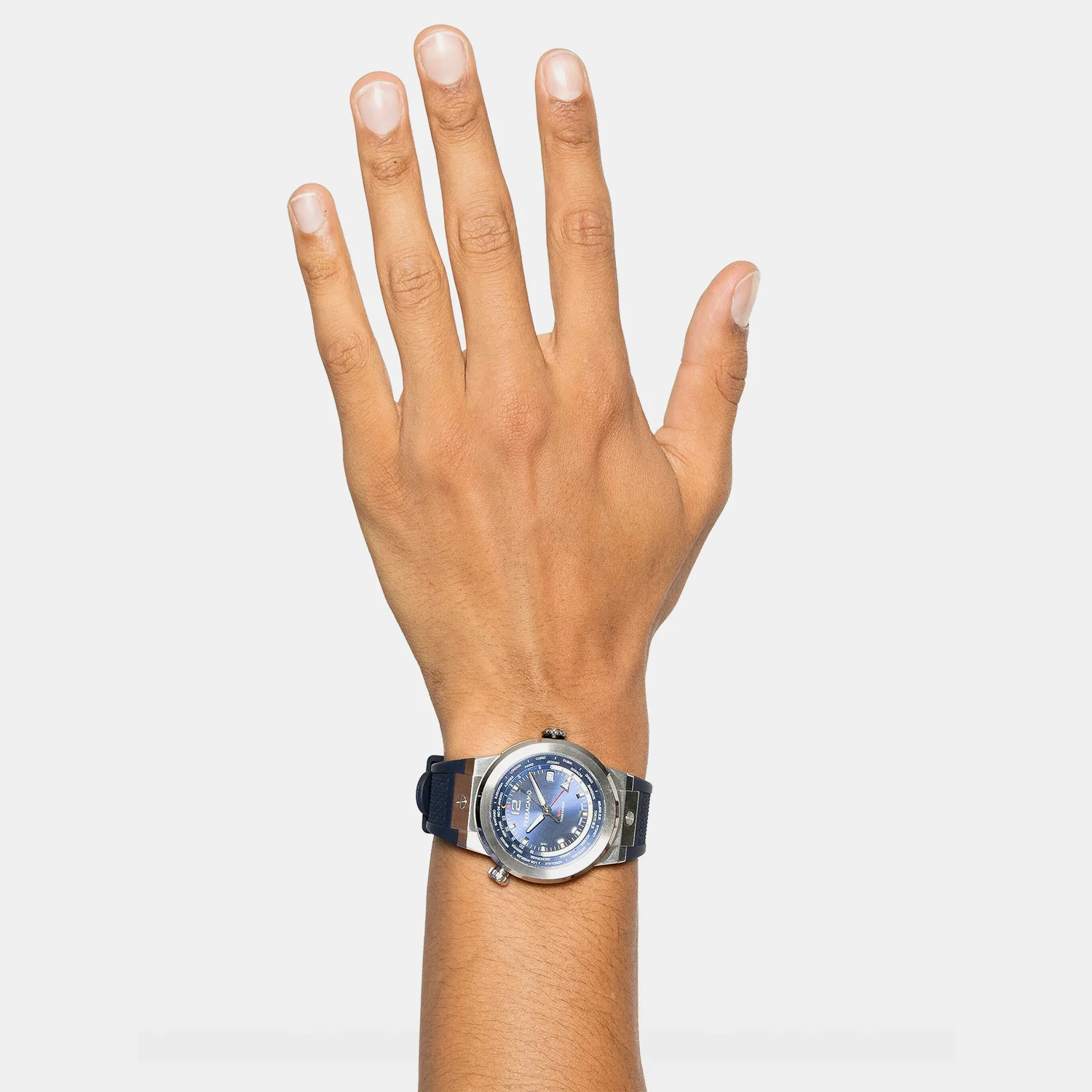 Men Quartz Blue Dial Analog Recycled PU Watch SFHA00124 - Image 4