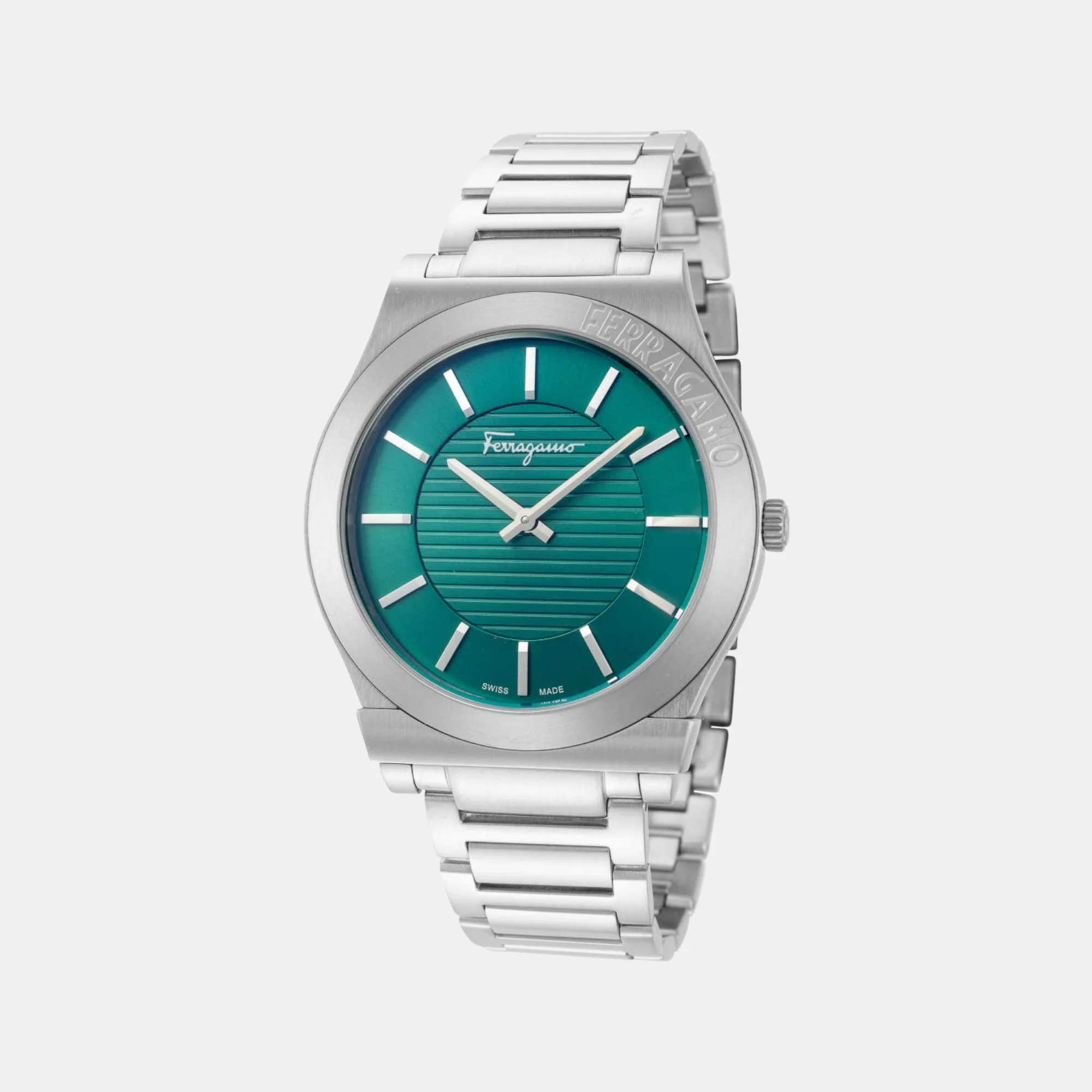 Men Quartz Green Dial Analog Stainless Steel Watch SFMP00222 - Image 2