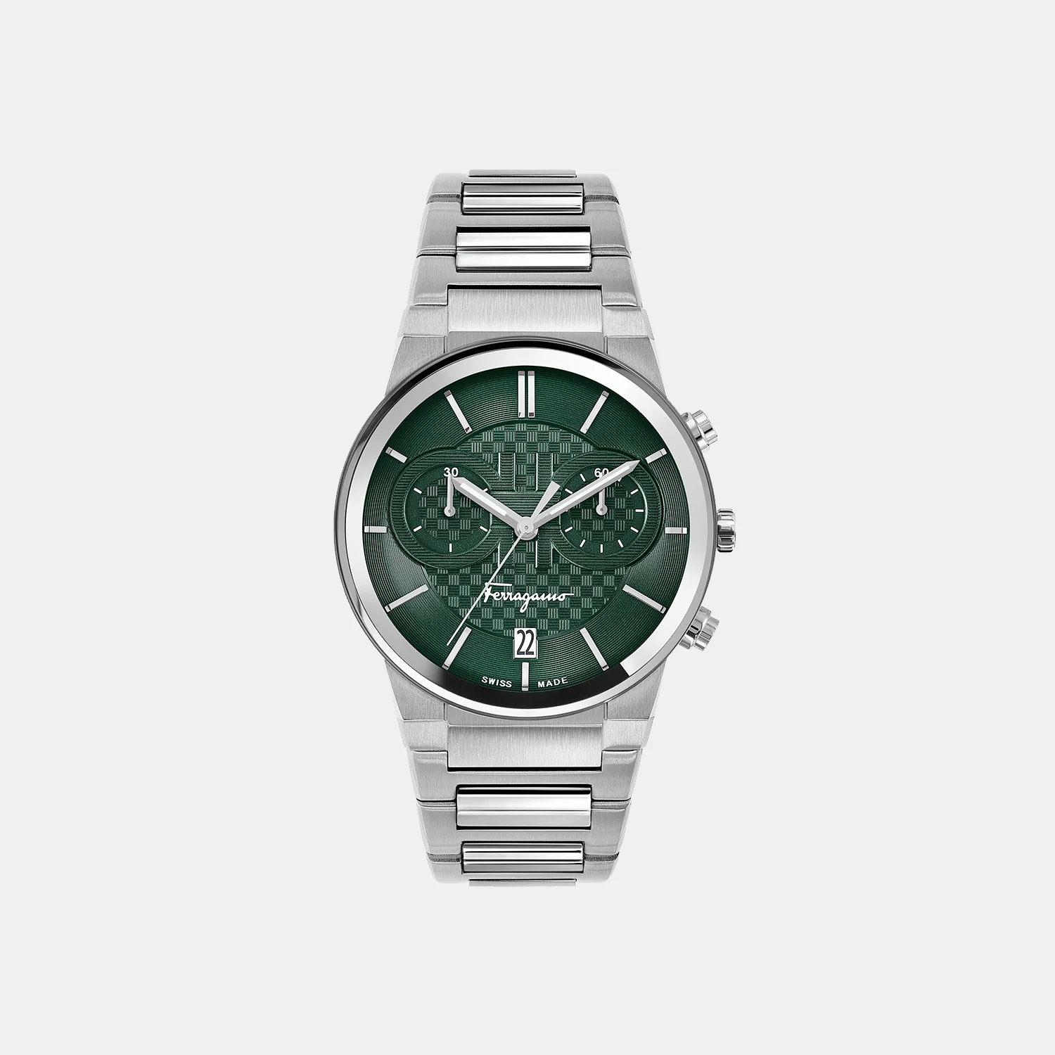 Men Quartz Green Dial Chronograph Stainless Steel Watch SFME00421