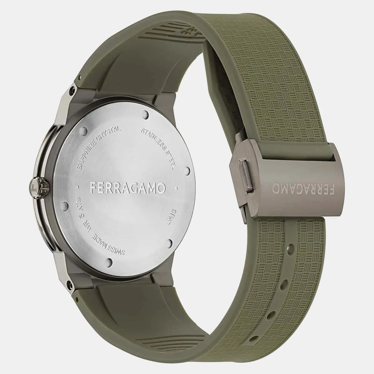 Men Quartz Green Dial Analog Silicone Watch SFNT00125 - Image 5