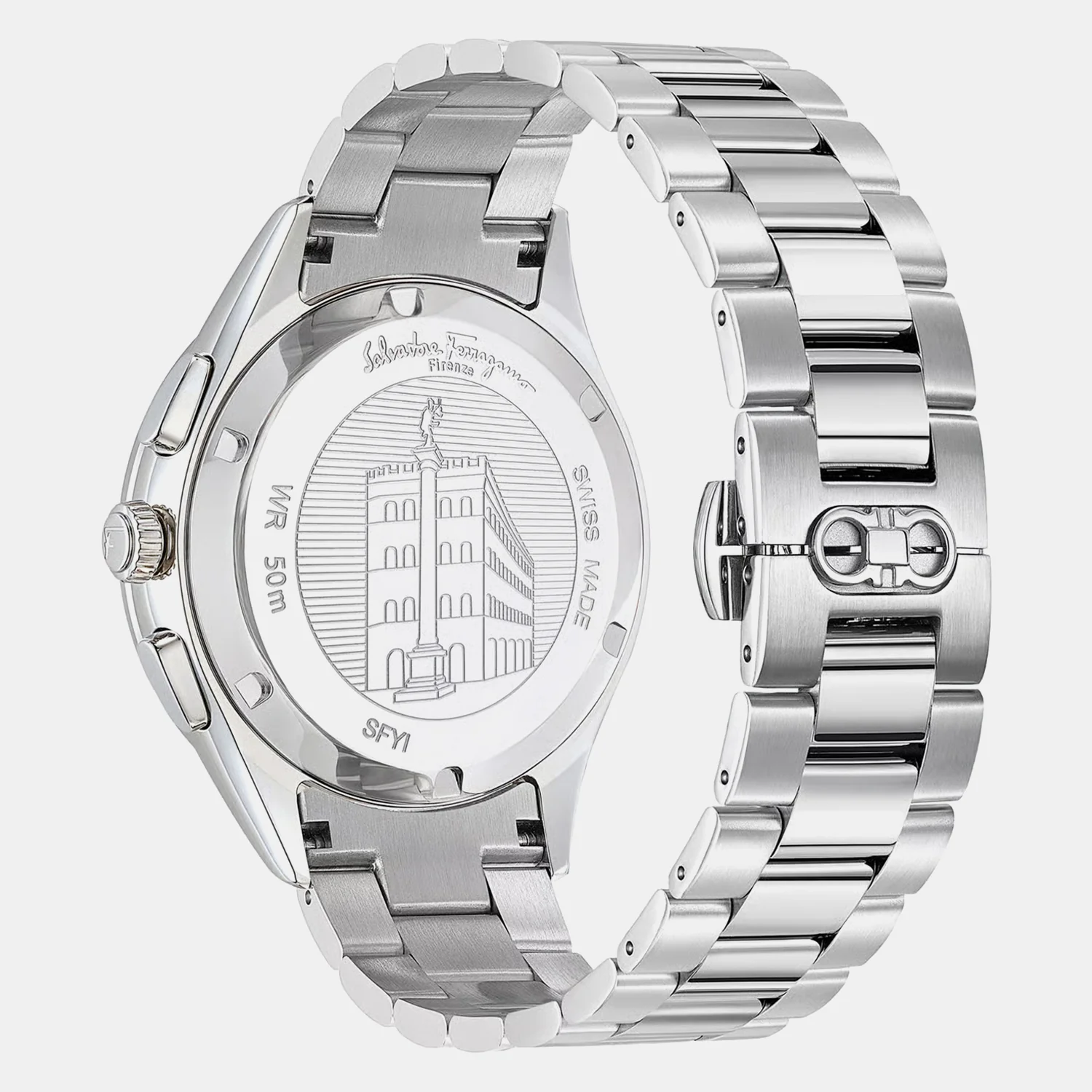 Men Quartz White Dial Chronograph Stainless Steel Watch SFYI00321 - Image 3