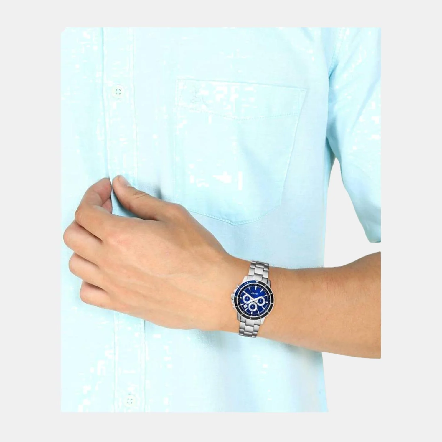 Briggs Men Quartz Blue Dial Chronograph Stainless Steel Watch CH2927 - Image 4