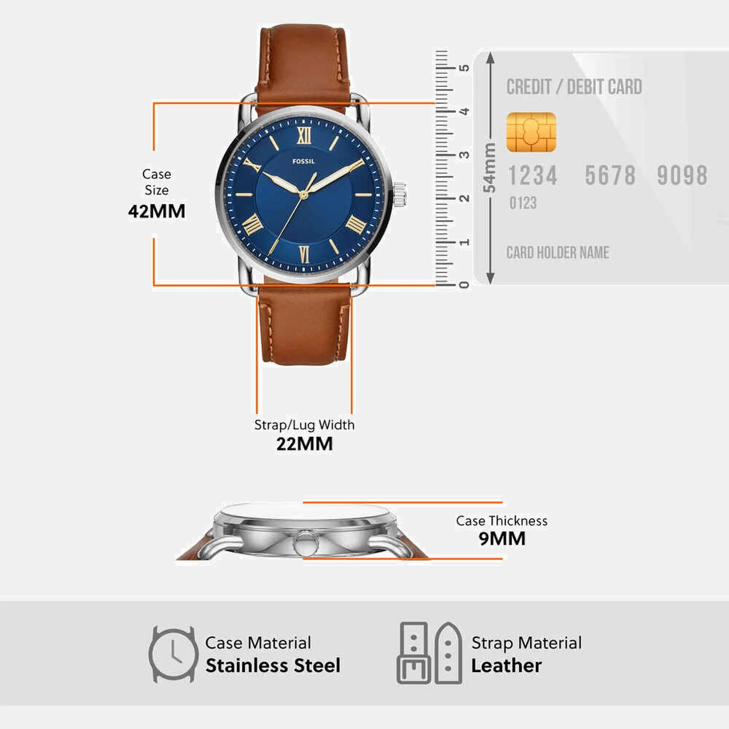 Copeland Men Quartz Blue Dial Analog Leather Watch FS5661 - Image 6