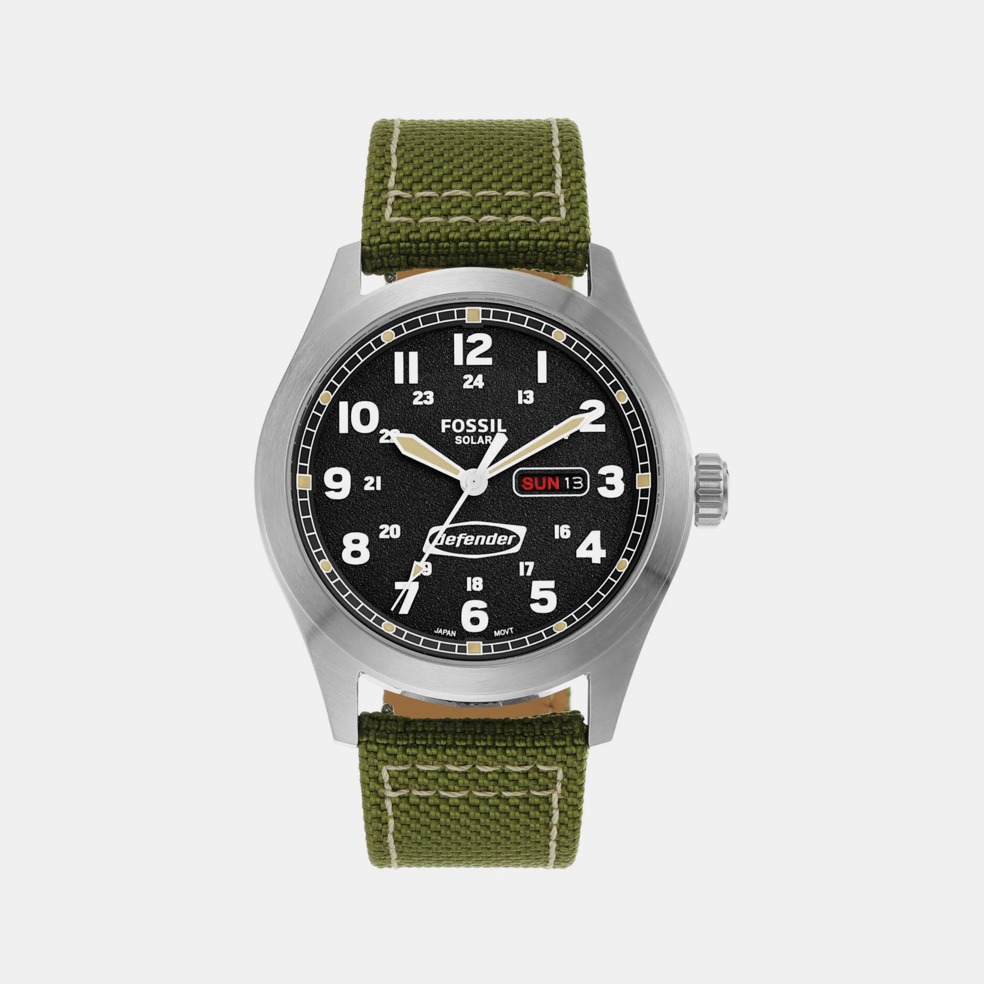 Defender Men Solar Black Dial Analog Nylon Watch FS5977