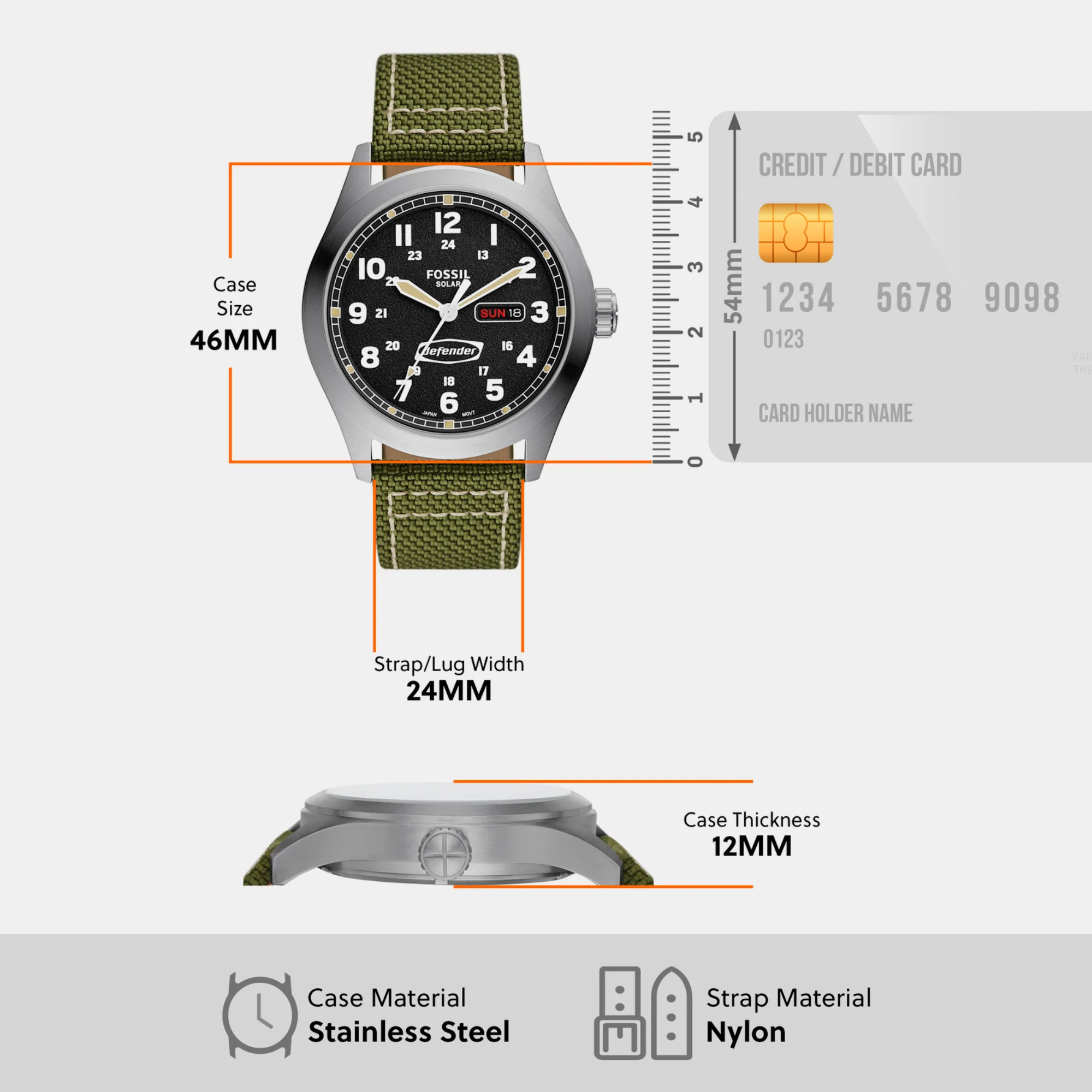 Defender Men Solar Black Dial Analog Nylon Watch FS5977 - Image 4