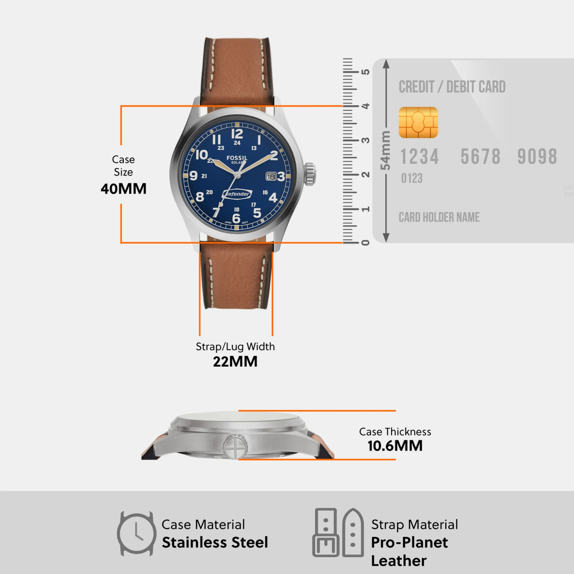 Defender Men Solar Blue Dial Analog Leather Watch FS5975 - Image 4