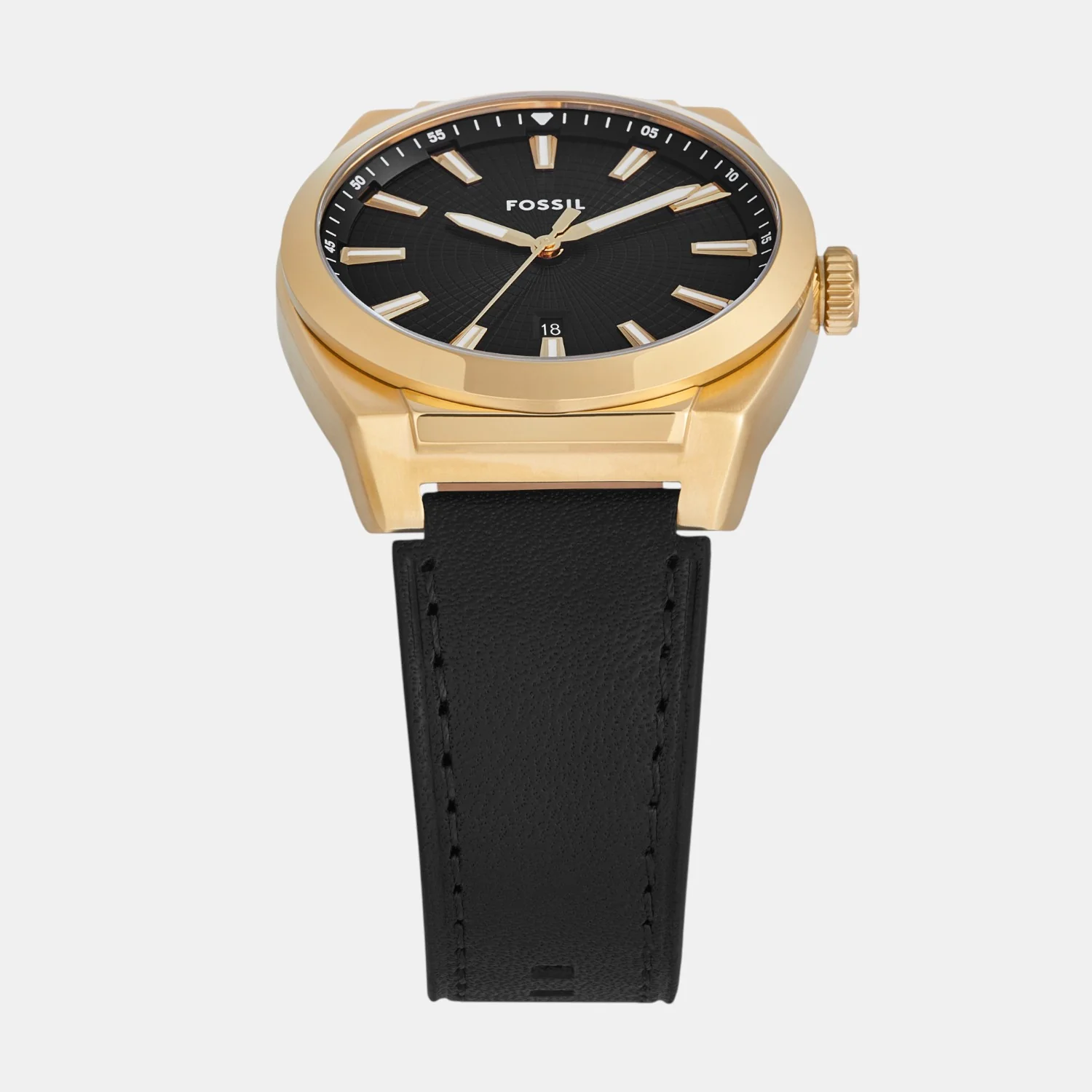Everett Men Quartz Black Dial Analog Leather Watch FS6089 - Image 3
