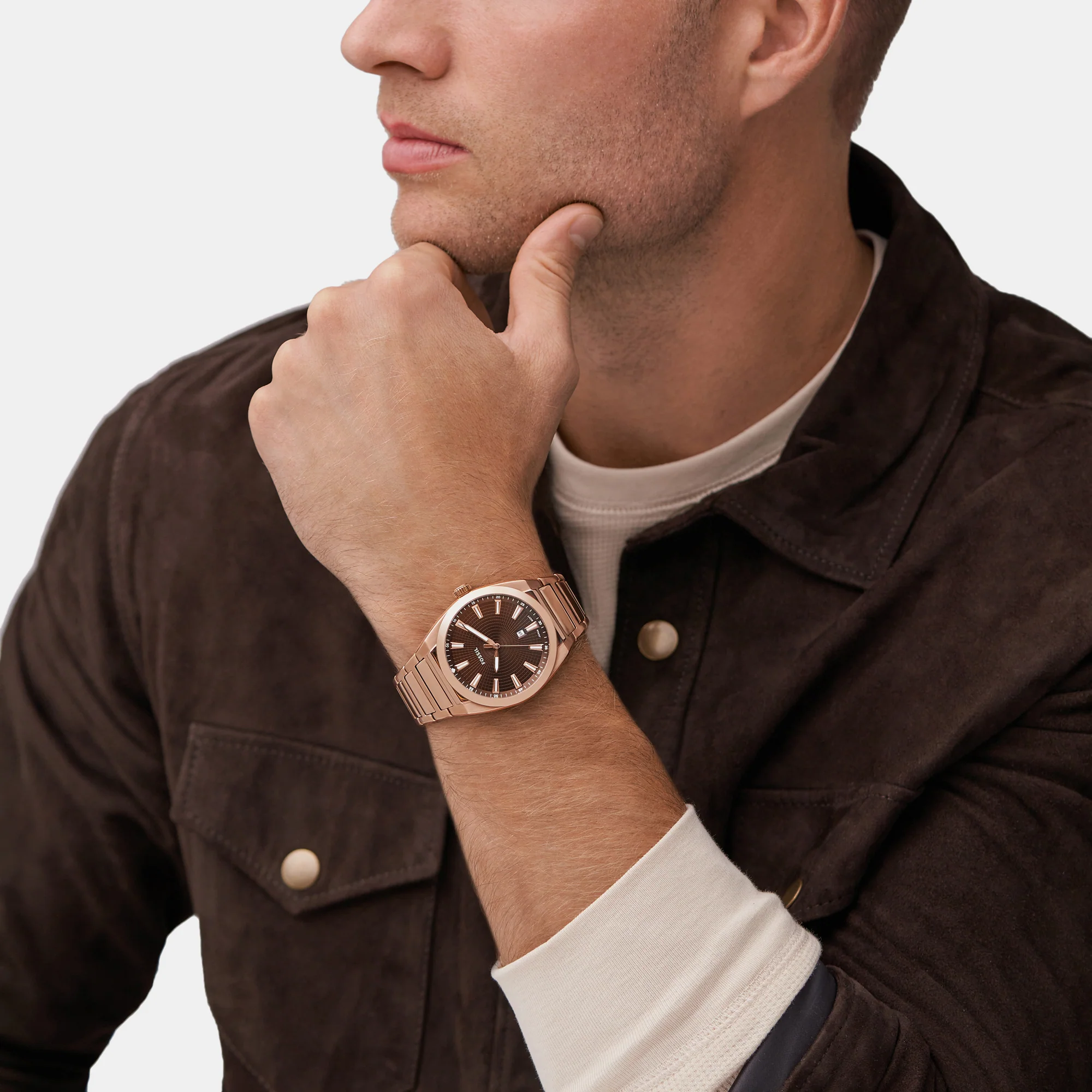 Everett Men Quartz Brown Dial Analog Stainless Steel Watch FS6028 - Image 6