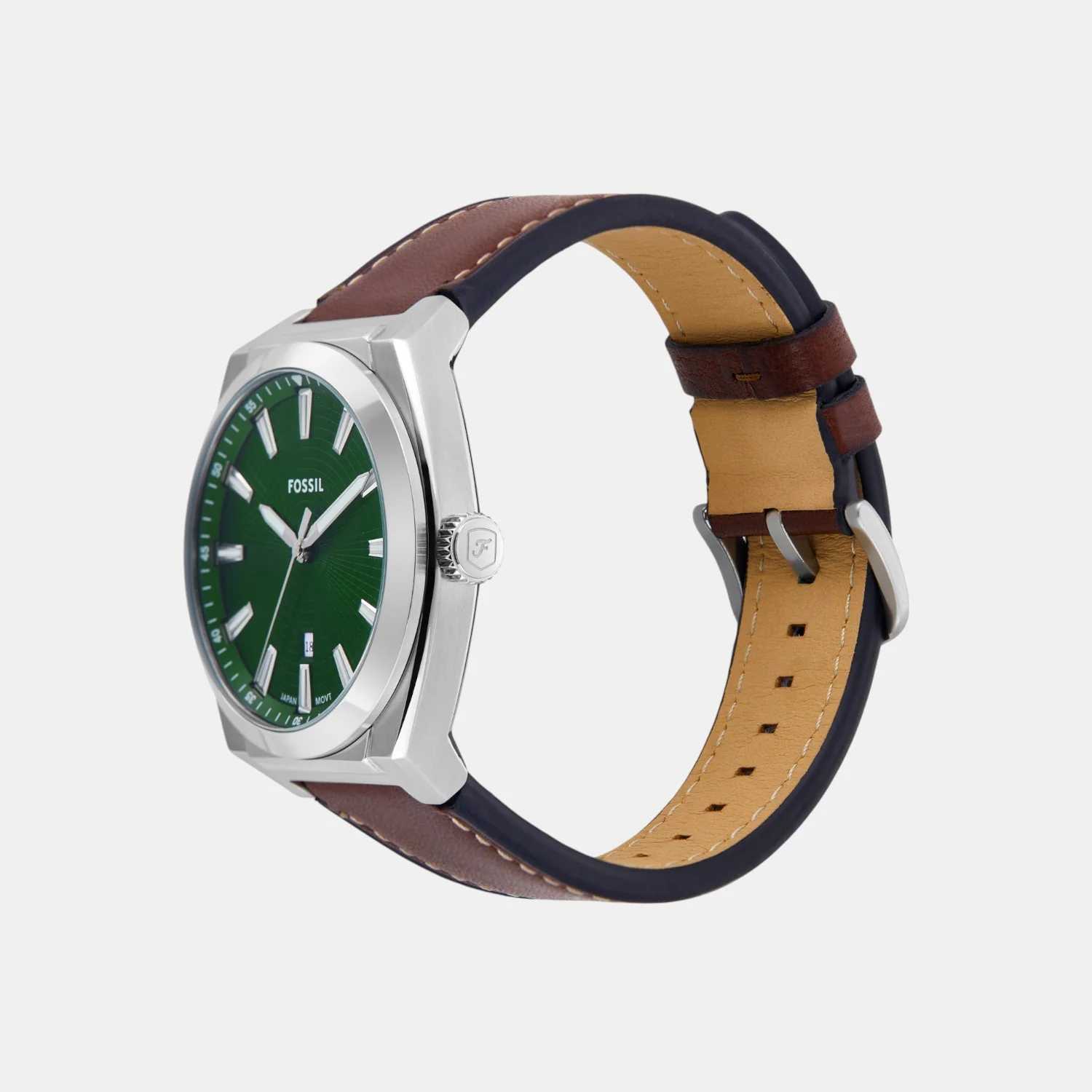 Everett Men Quartz Green Dial Analog Leather Watch FS6080SET - Image 4