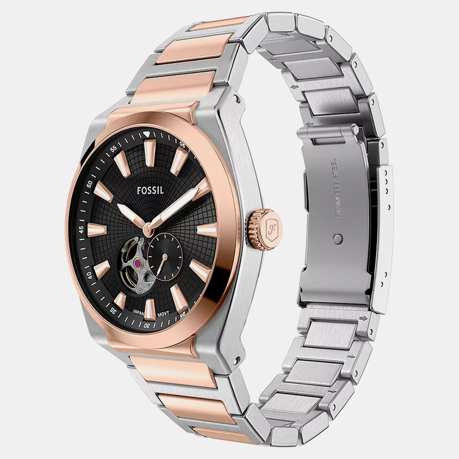 Everett Open Heart Men Automatic Black Dial Analog Stainless Steel Watch ME3277 - Image 3