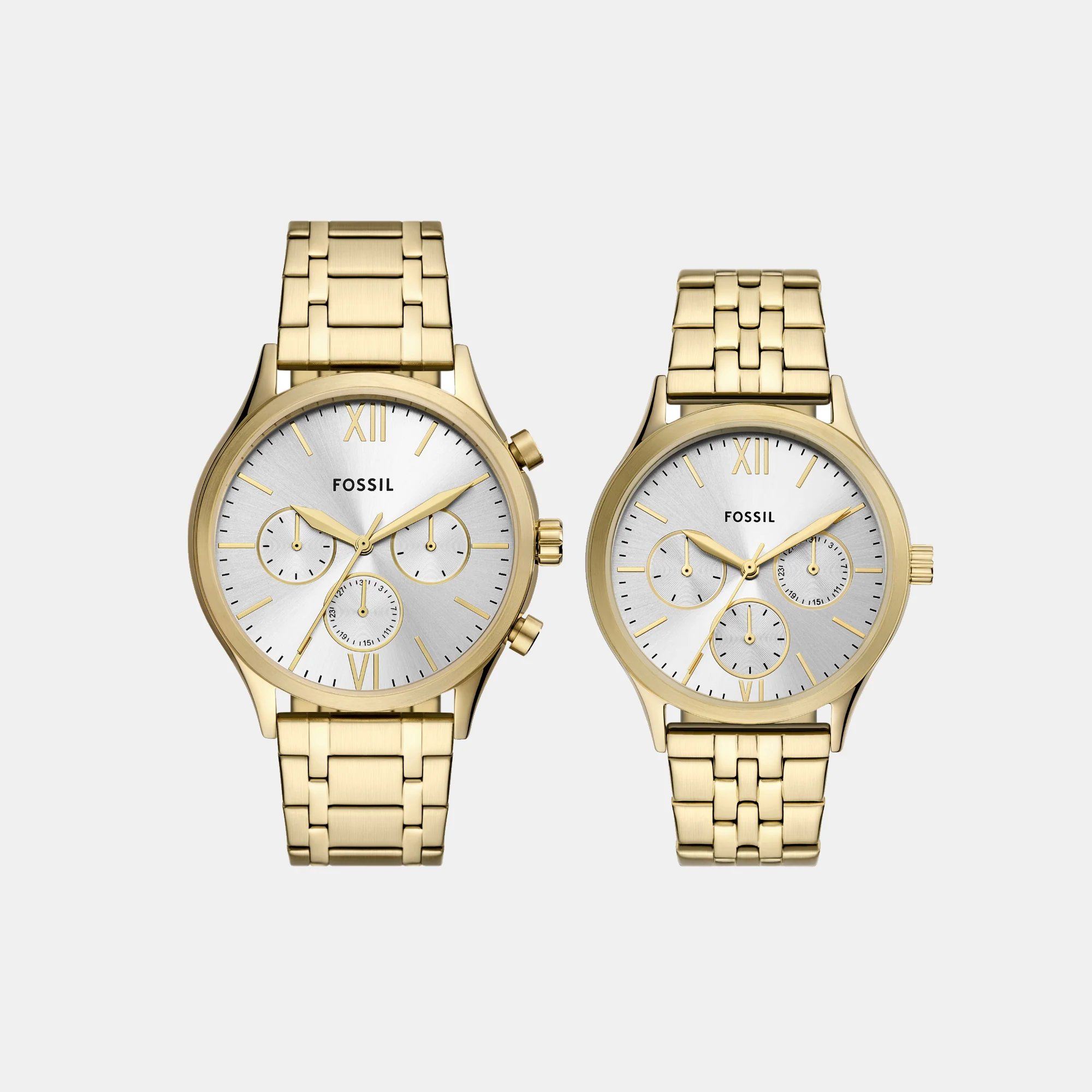 Fenmore Couple Quartz Silver Dial Multi-Function Stainless Steel Watch BQ2899SET - Image 2