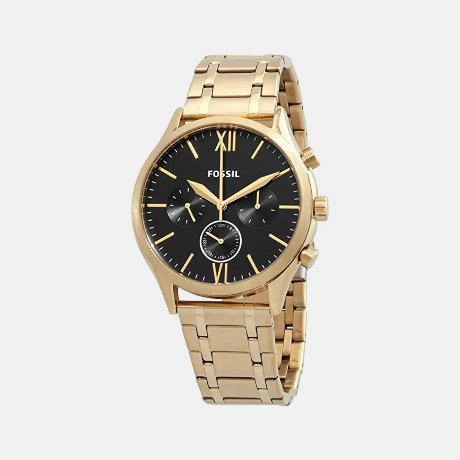 Fenmore Men Quartz Black Dial Multi-Function Stainless Steel Watch BQ2366