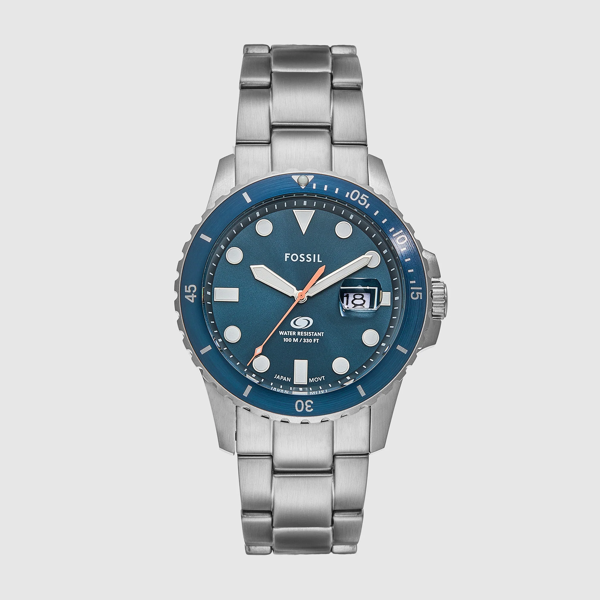 Fossil Blue Dive Men Quartz Blue Dial Analog Stainless Steel Watch FS6050