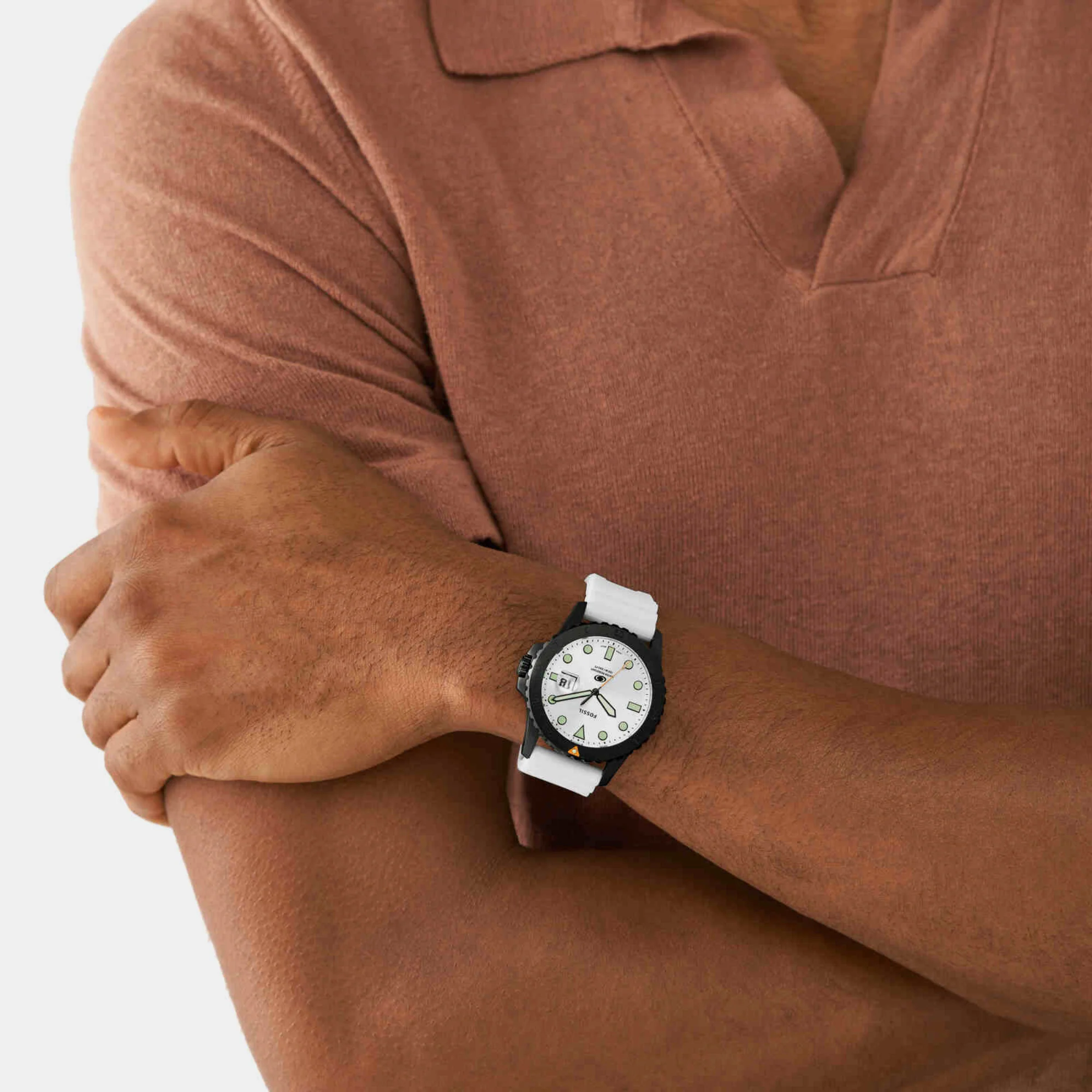 Fossil Blue Dive Men Quartz White Dial Analog Silicone Watch FS5999 - Image 3