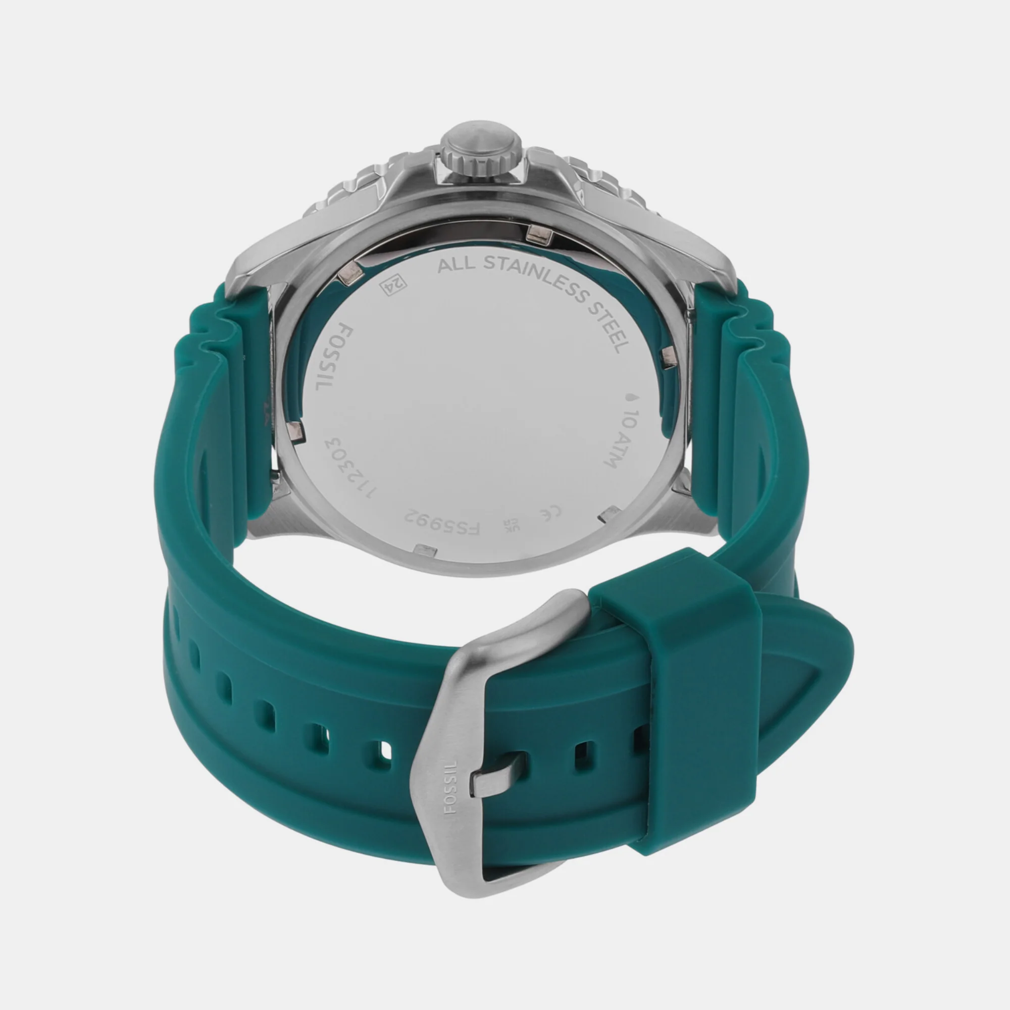 Fossil Blue Gmt Men Quartz Green Dial Analog Silicone Watch FS5992 - Image 2
