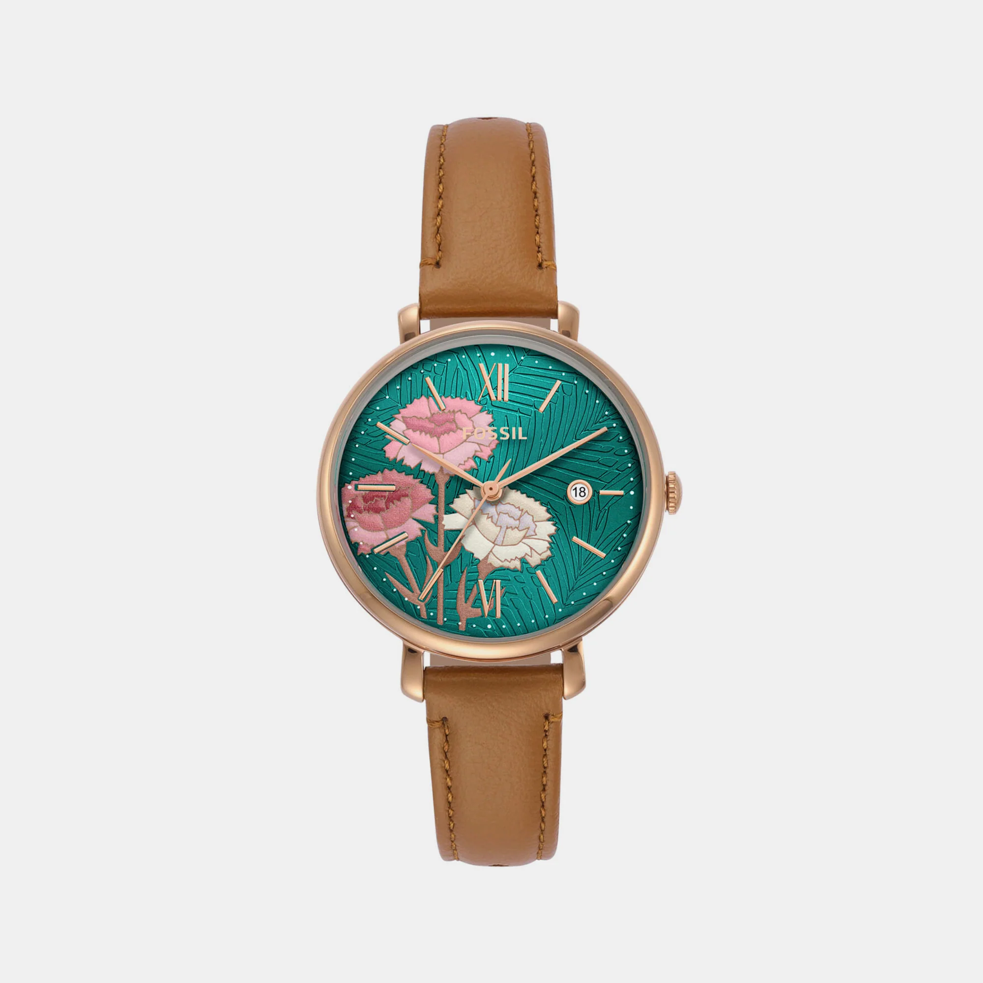 Jacqueline Women Quartz Green Dial Analog Leather Watch ES5274