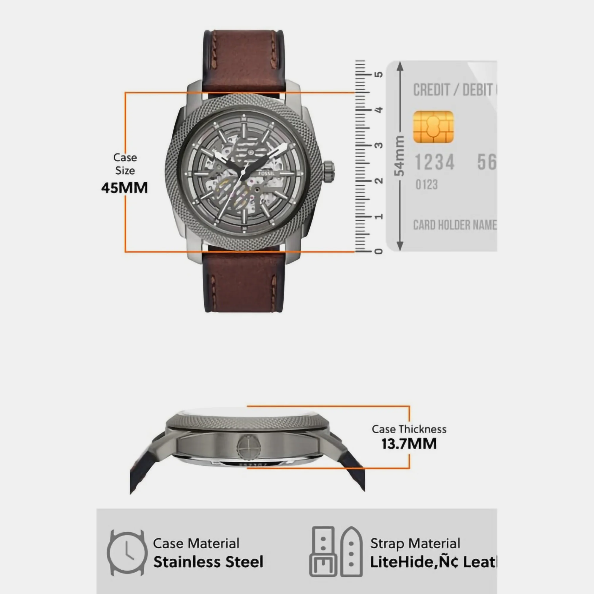 Machine Men Automatic Grey Dial Analog Leather Watch ME3254 - Image 9