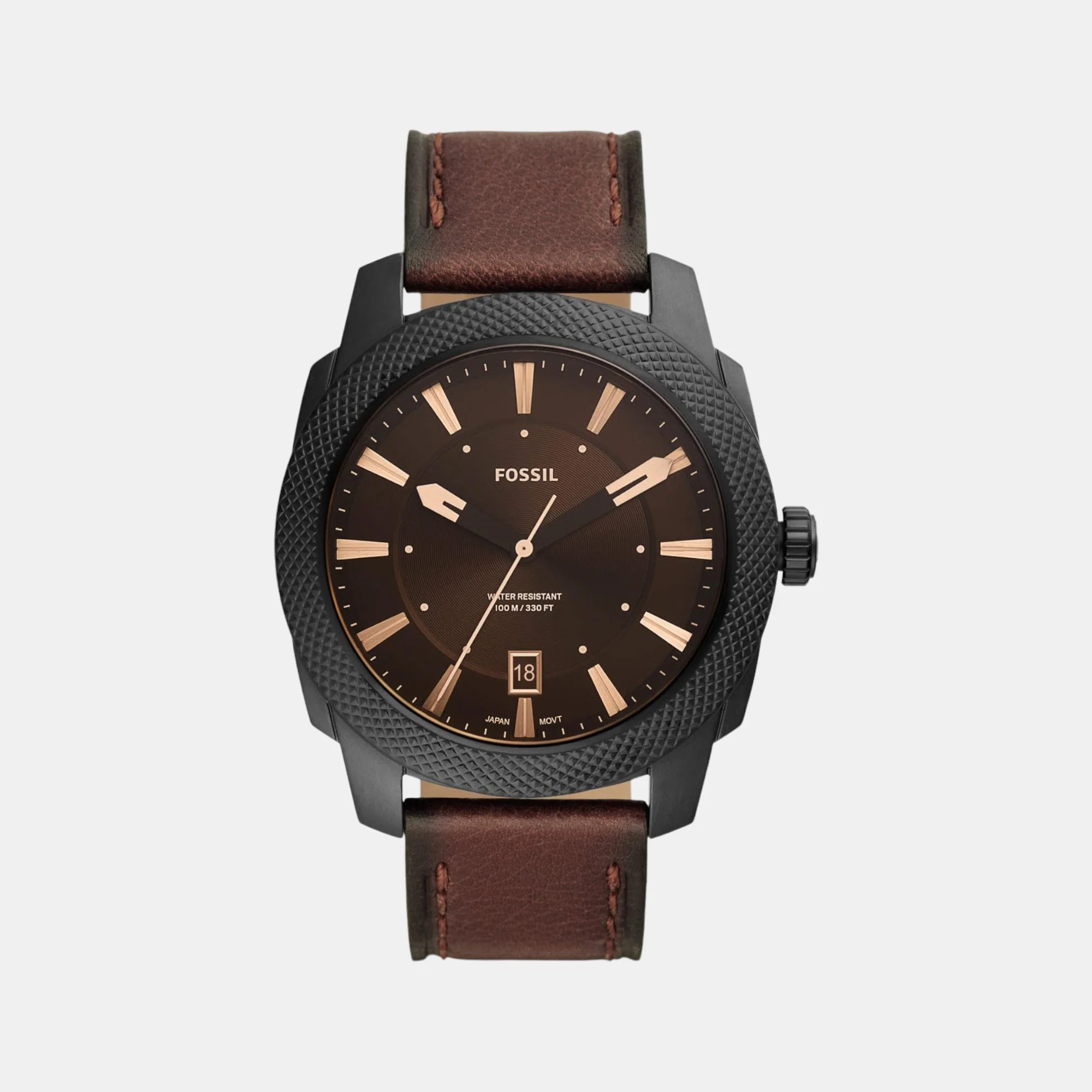 Machine Men Quartz Black Dial Analog Leather Watch FS5972 - Image 2