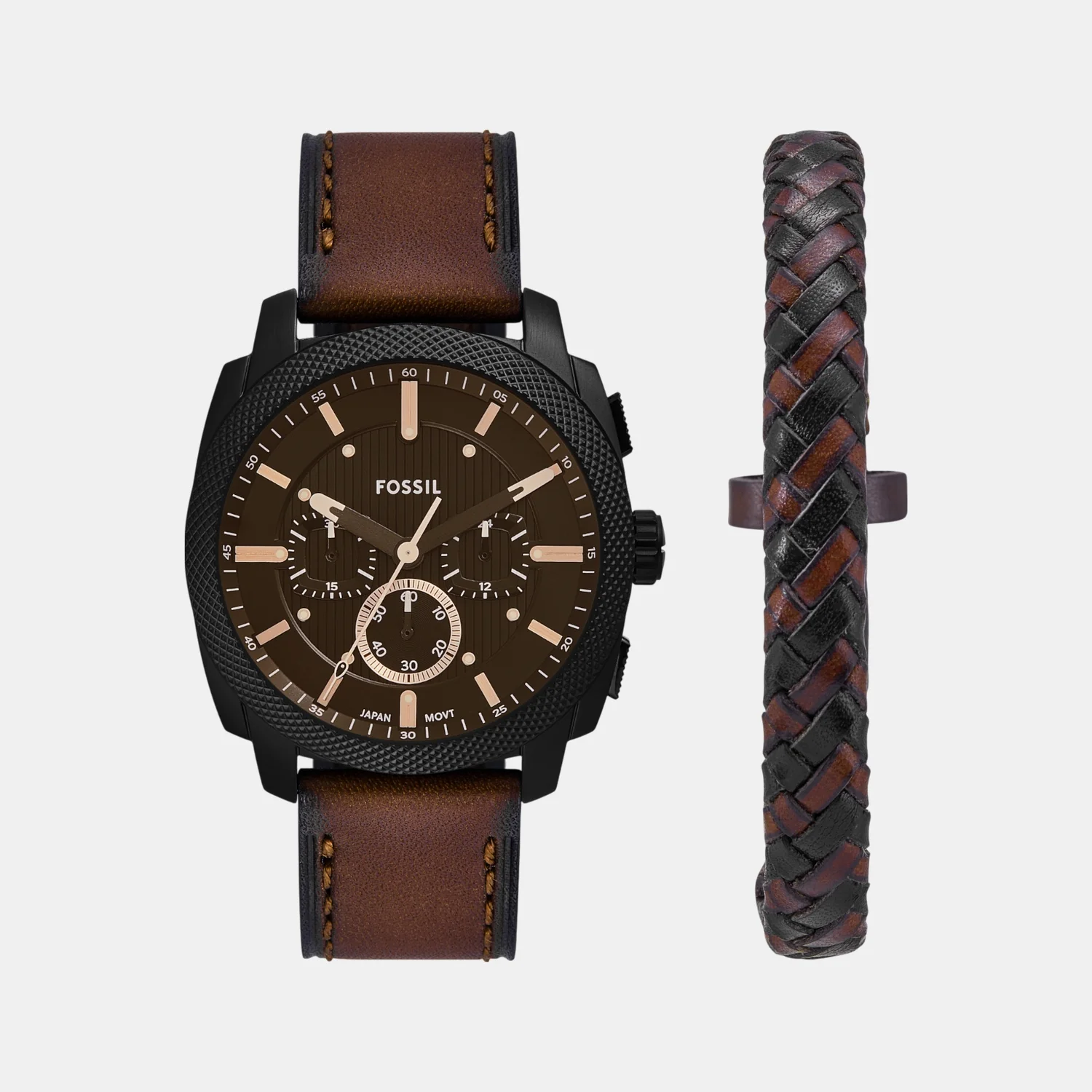 Machine Men Quartz Black Dial Chronograph Leather Watch FS6102SET - Image 2
