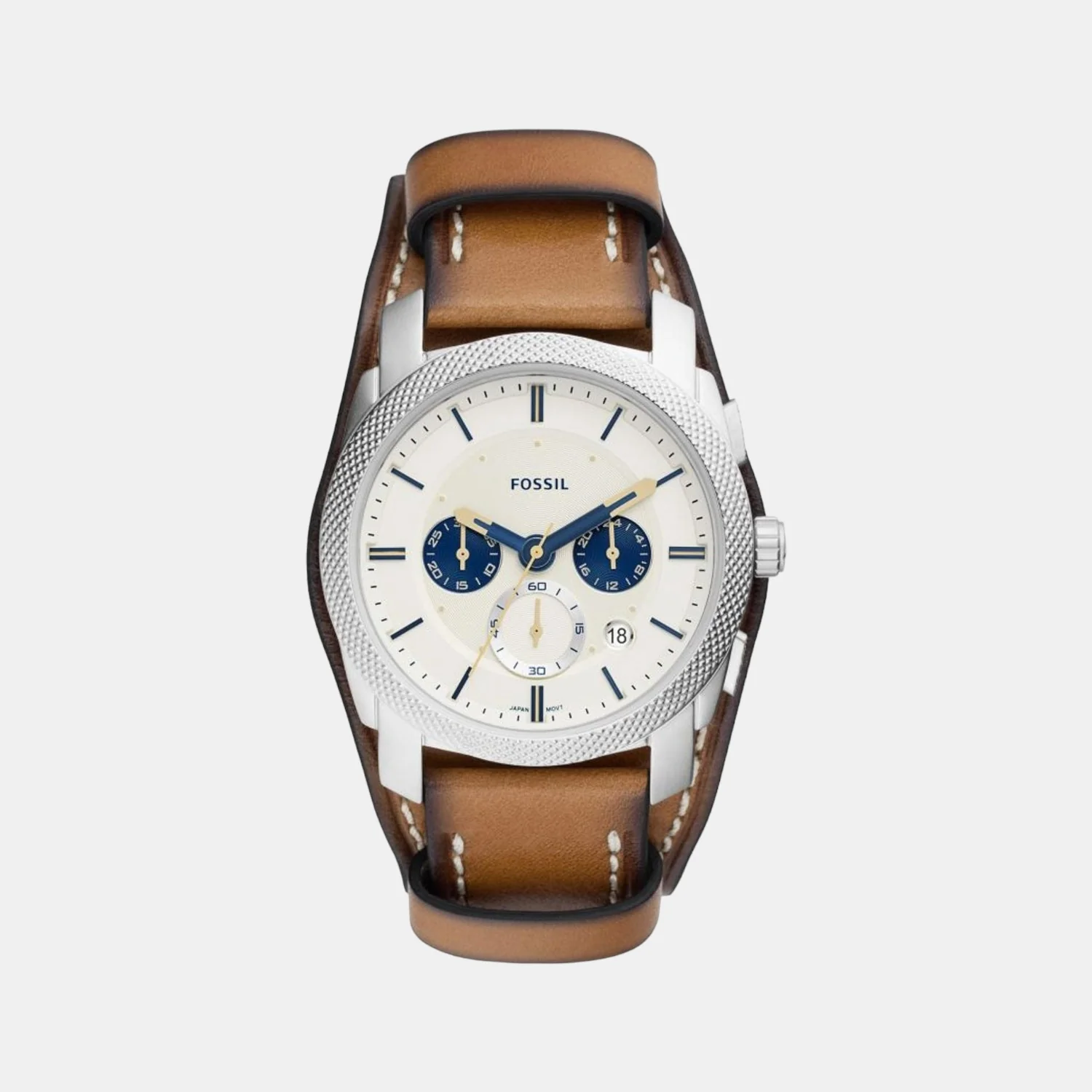 Machine Men Quartz White Dial Chronograph Leather Watch FS5922