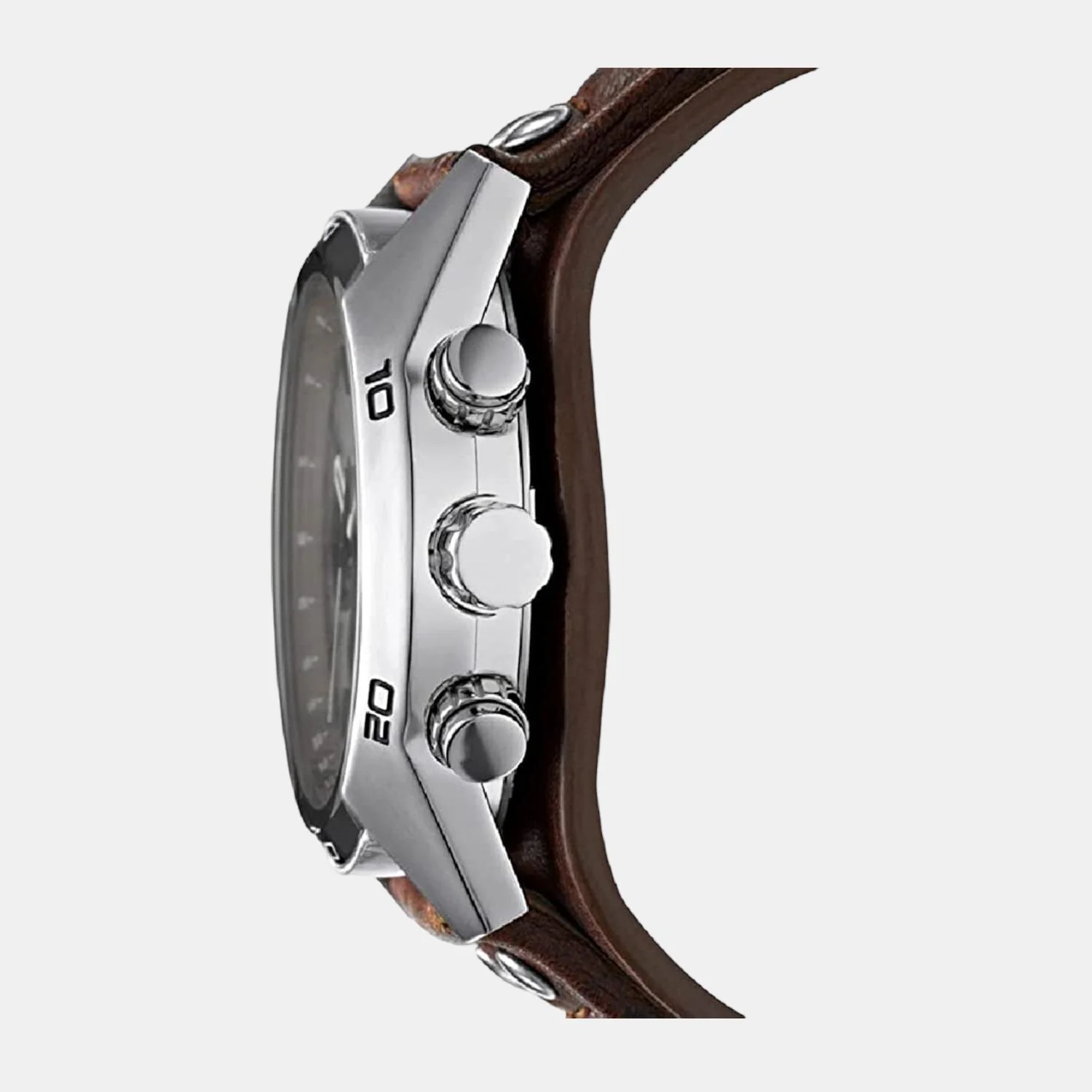 Men Quartz Brown Dial Chronograph Leather Watch CH2565I - Image 3