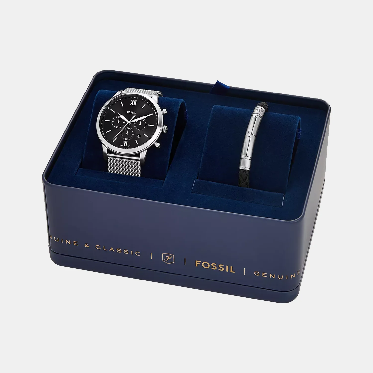 Neutra Men Quartz Black Dial Chronograph Mesh Watch FS6020SET - Image 5