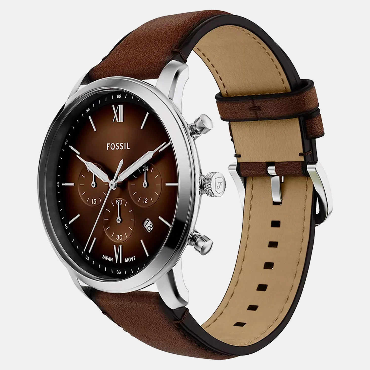 Neutra Men Quartz Brown Dial Chronograph Leather Watch FS6143 - Image 3