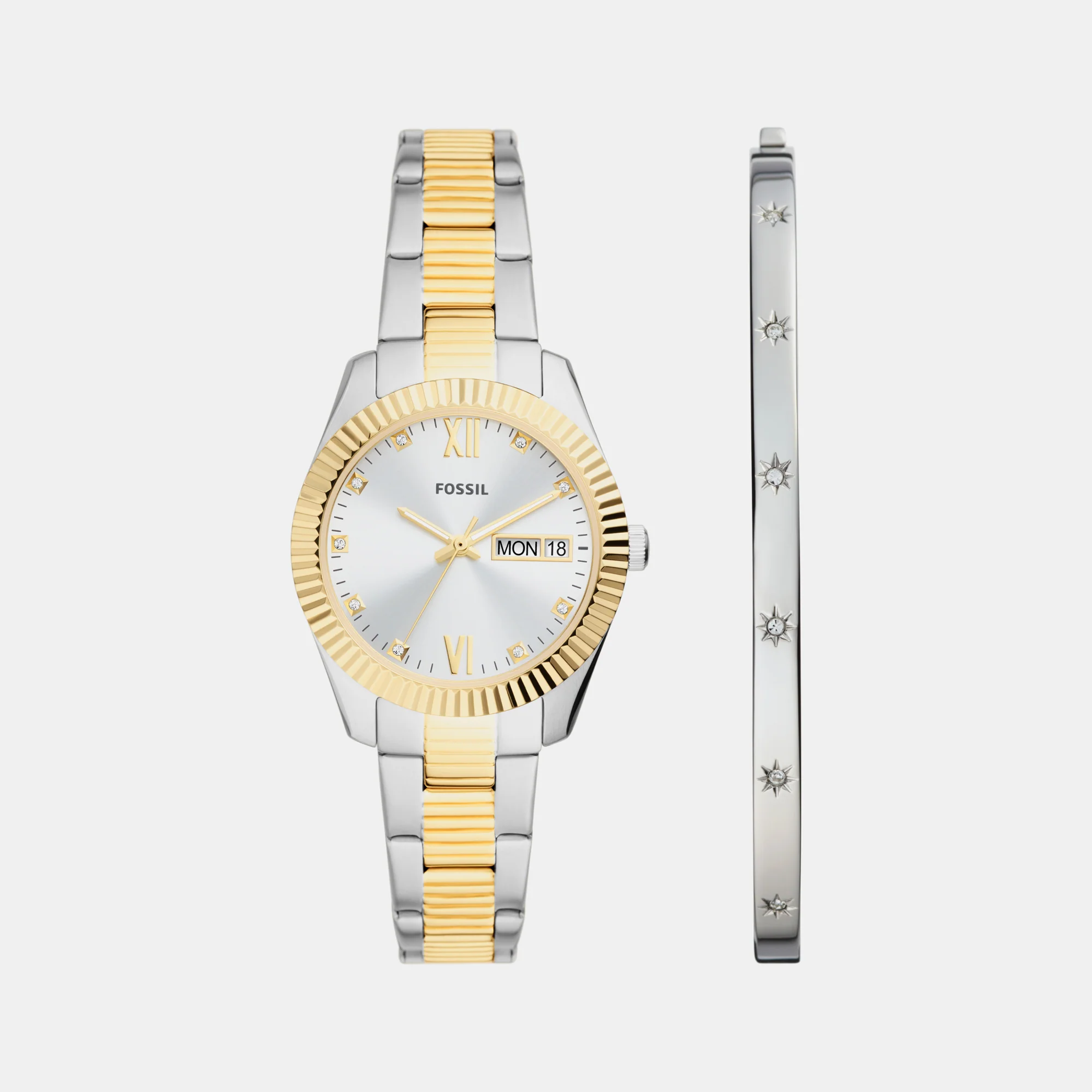 Scarlette Women Quartz Silver Dial Analog Stainless Steel Watch ES5253SET