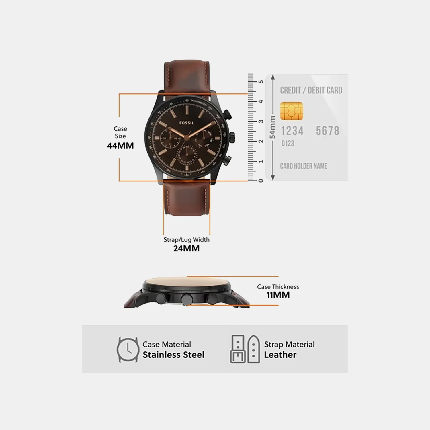 Sullivan Men Quartz Black Dial Multi-Function Leather Watch BQ2457 - Image 4