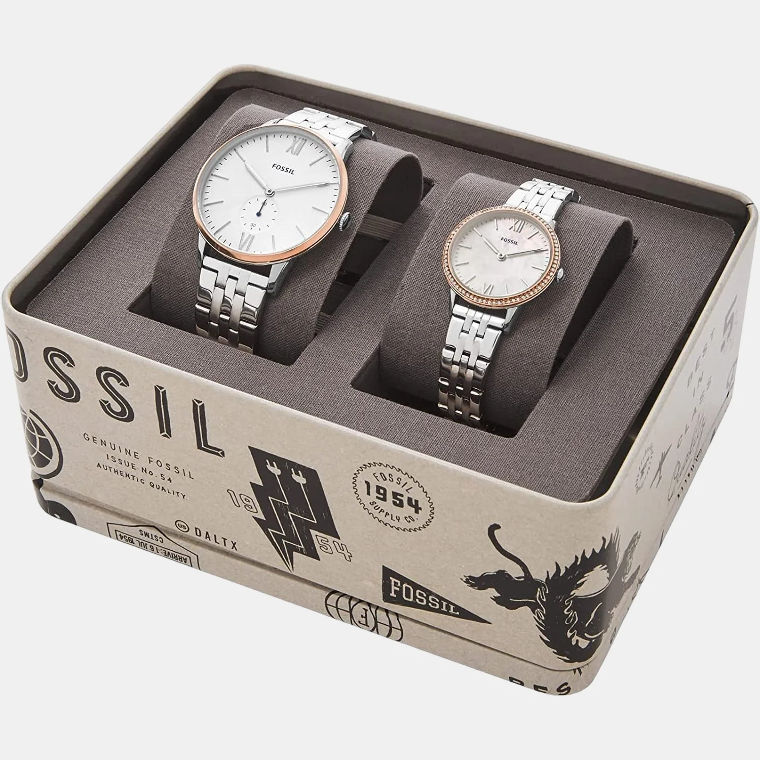 The Andy And Addison Set Couple Quartz White Dial Analog Stainless Steel Watch FS5562SET - Image 7