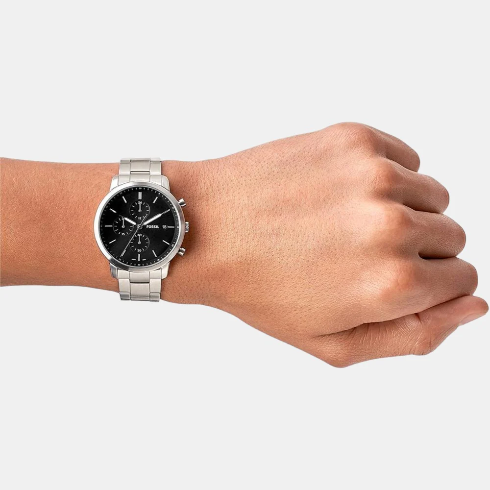The Minimalist Men Quartz Black Dial Chronograph Stainless Steel Watch FS5847 - Image 3