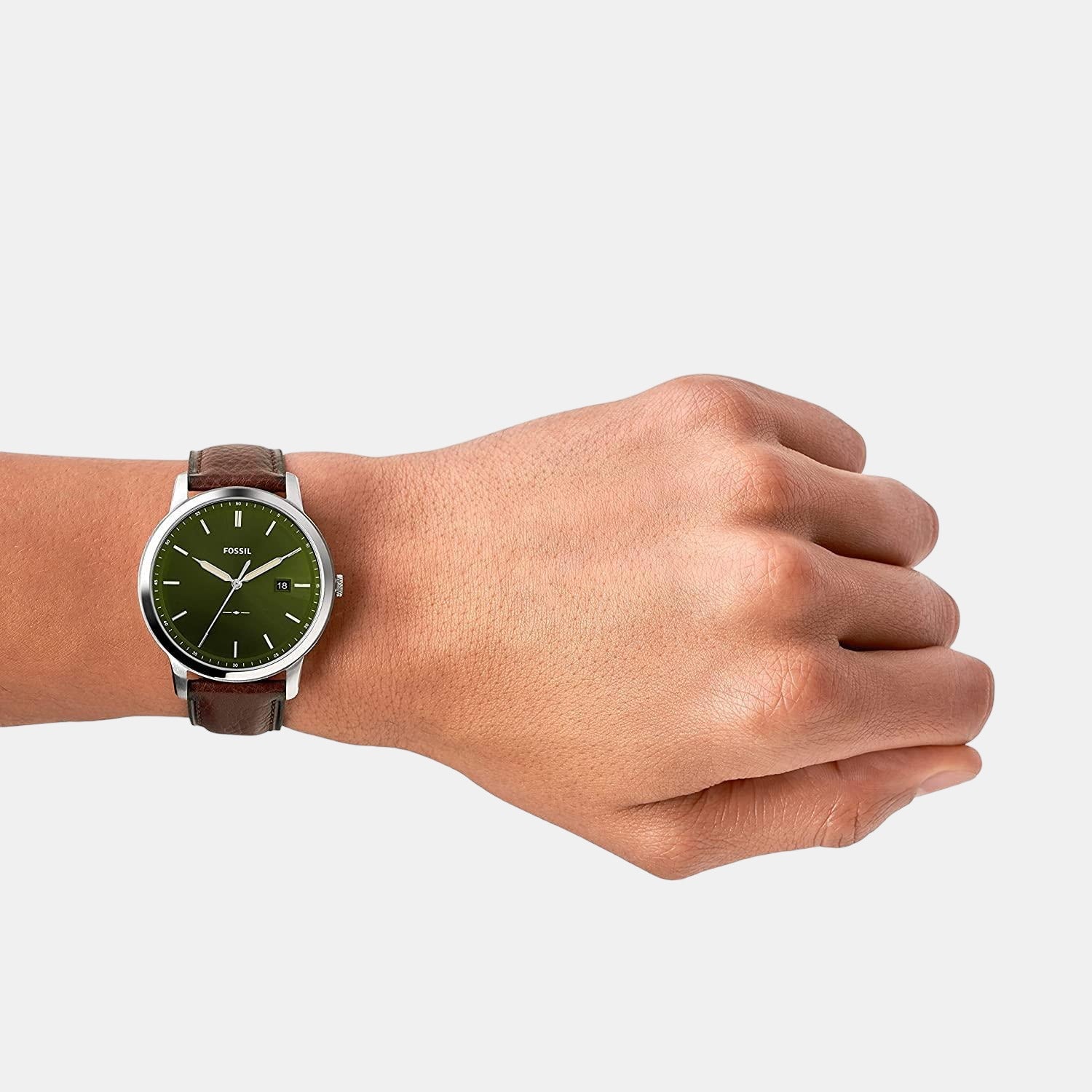 The Minimalist Men Solar Green Dial Analog Leather Watch FS5838 - Image 4