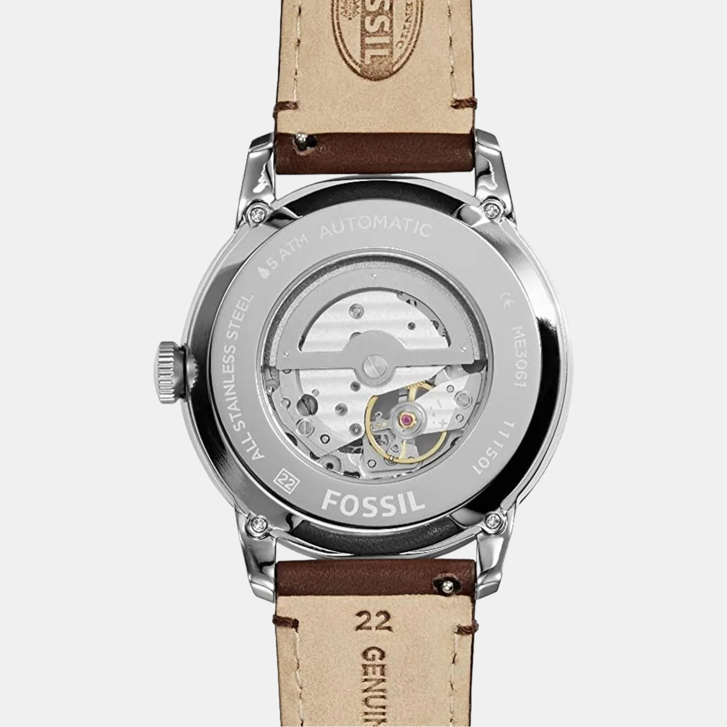 Towns Men Automatic Black Dial Multi-Function Leather Watch ME3061 - Image 5