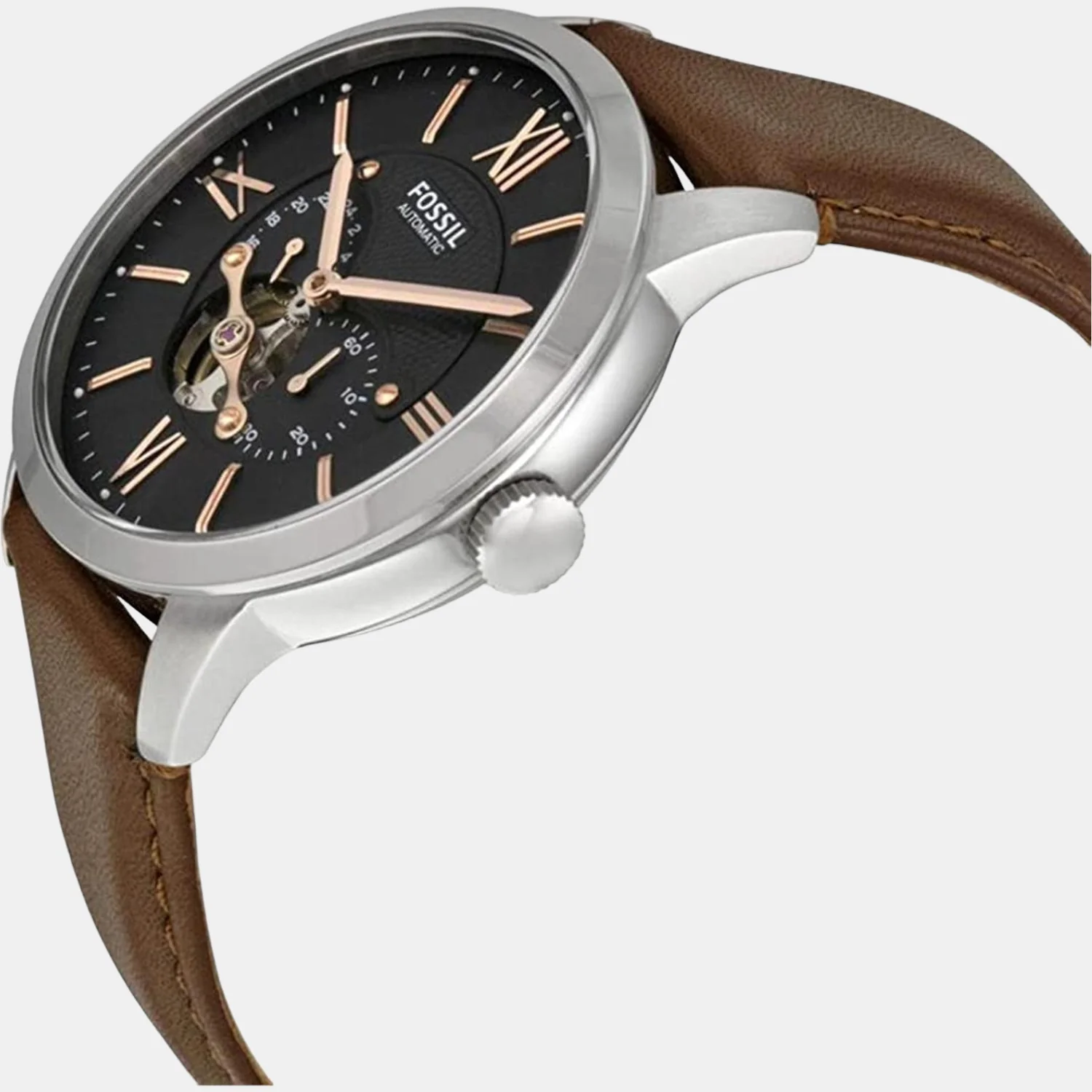 Towns Men Automatic Black Dial Multi-Function Leather Watch ME3061 - Image 6