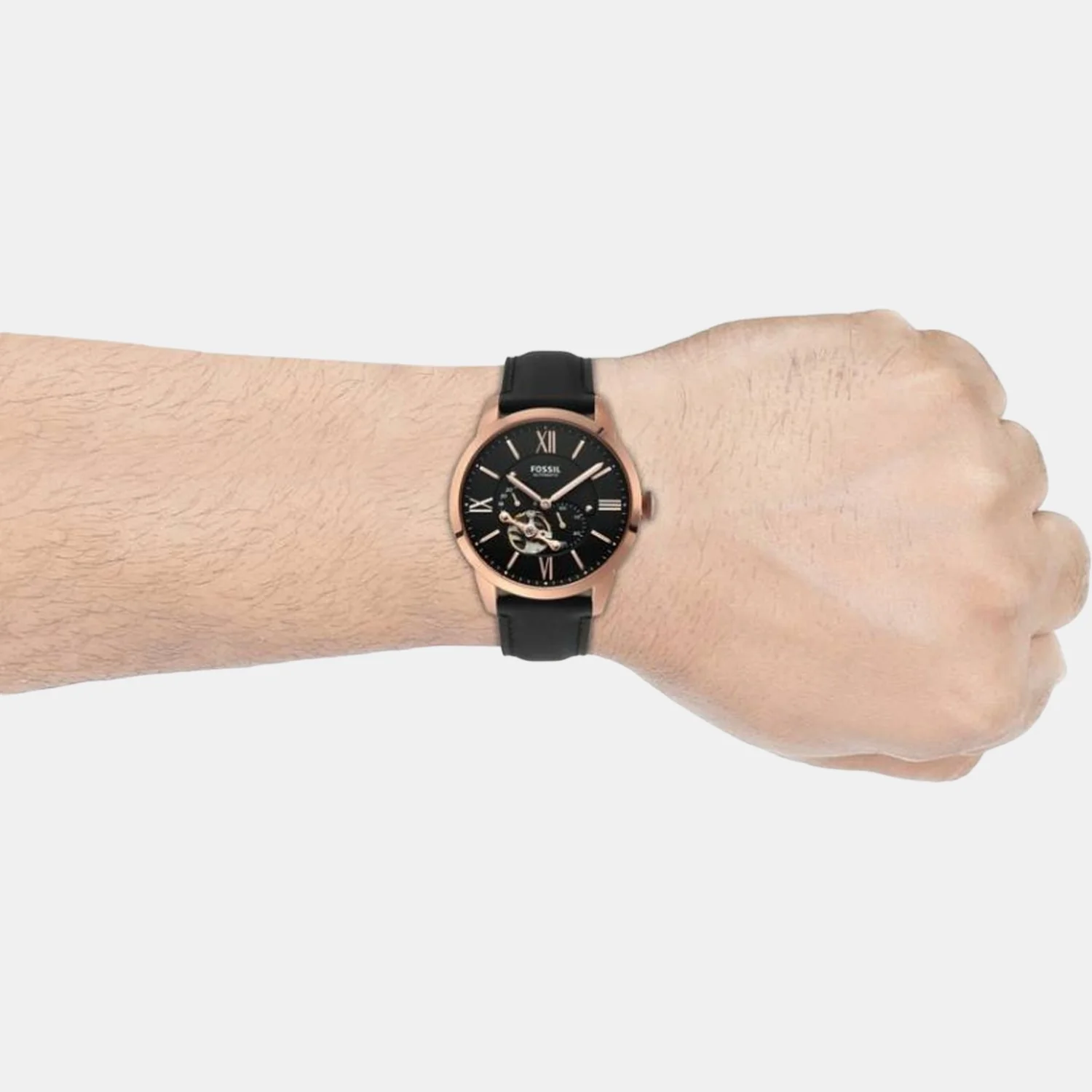 Towns Men Automatic Black Dial Multi-Function Leather Watch ME3170 - Image 4