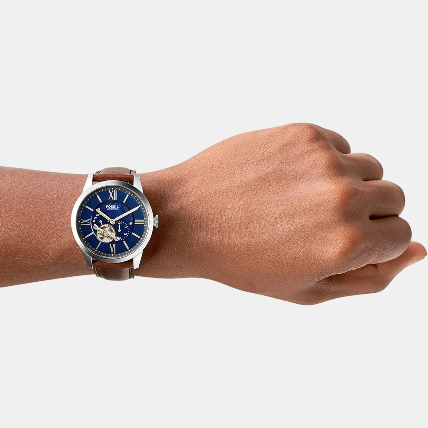 Towns Men Automatic Blue Dial Multi-Function Leather Watch ME3110 - Image 7
