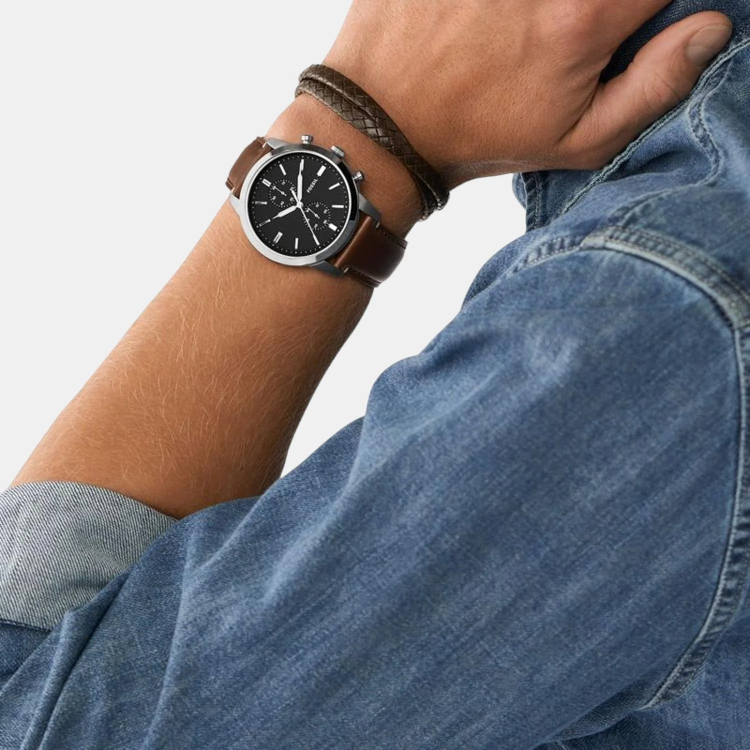 Townsman Men Quartz Black Dial Analog Leather Watch FS5967SET - Image 5