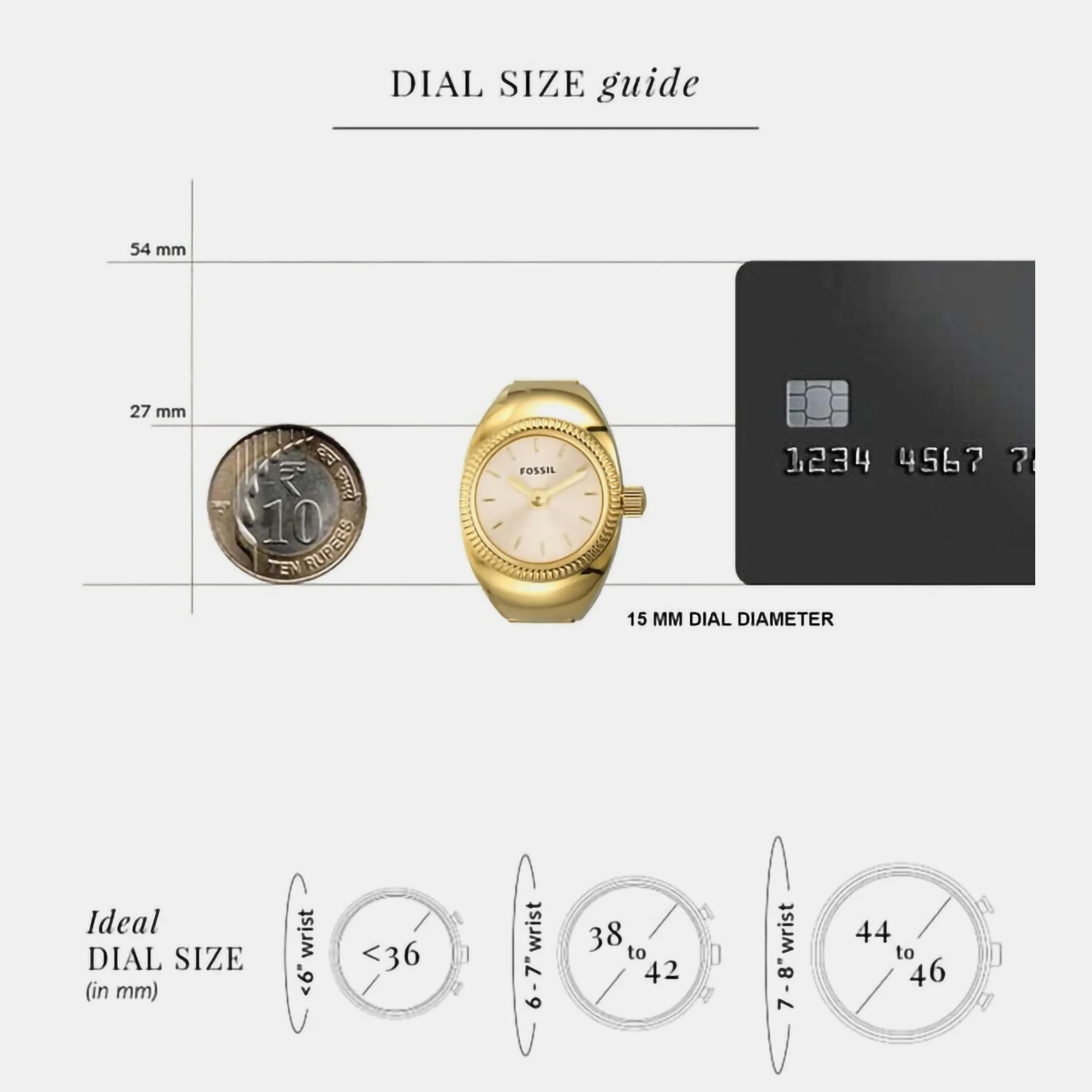 Watch Ring Women Quartz Gold Dial Analog Stainless Steel Watch ES5246 - Image 6