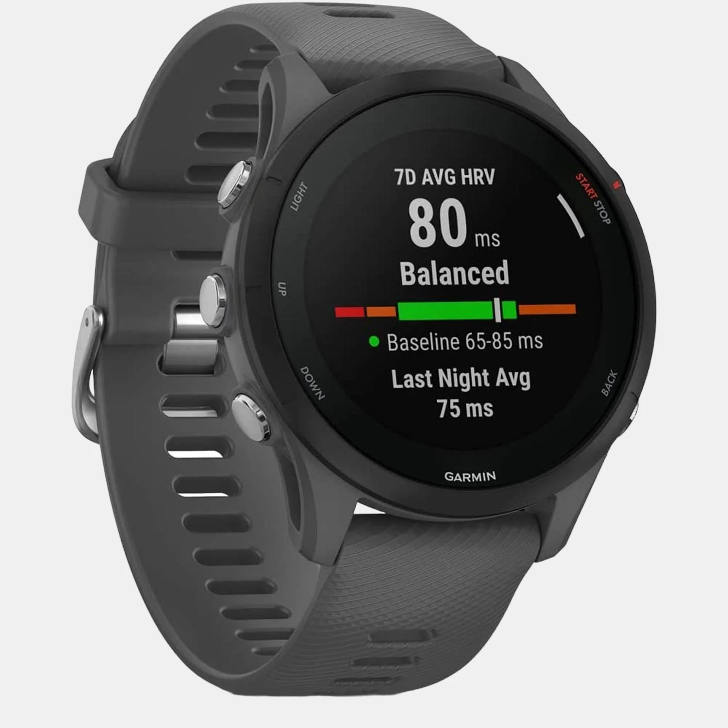 Men Processor Black Dial LCD Silicone Watch FORERUNNER 255 BASICSLATEGREY 010-02641-43 - Image 4