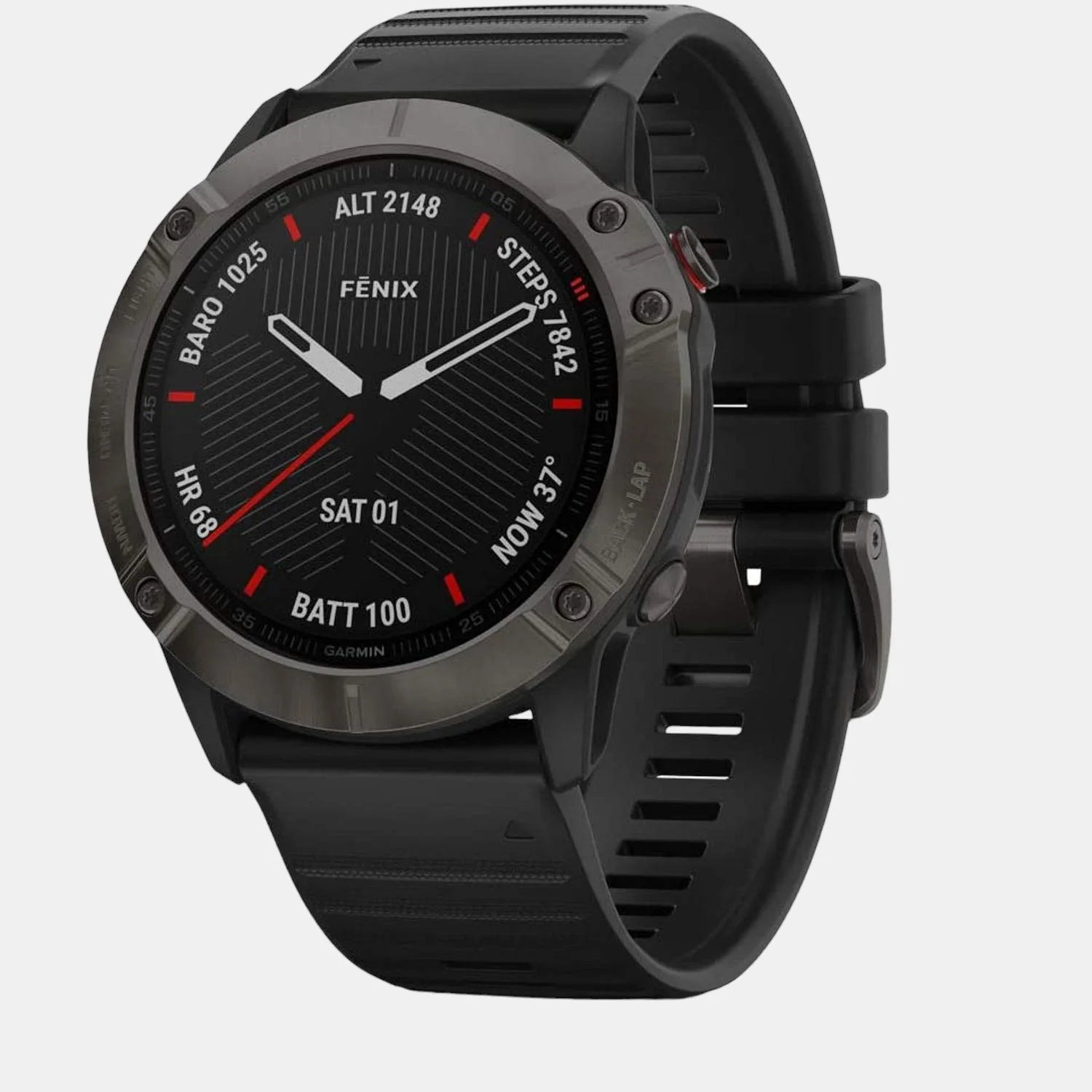 Men Processor Grey Dial Digital Leather Watch FENIX 6X CARBON GRAY BLACK - Image 8