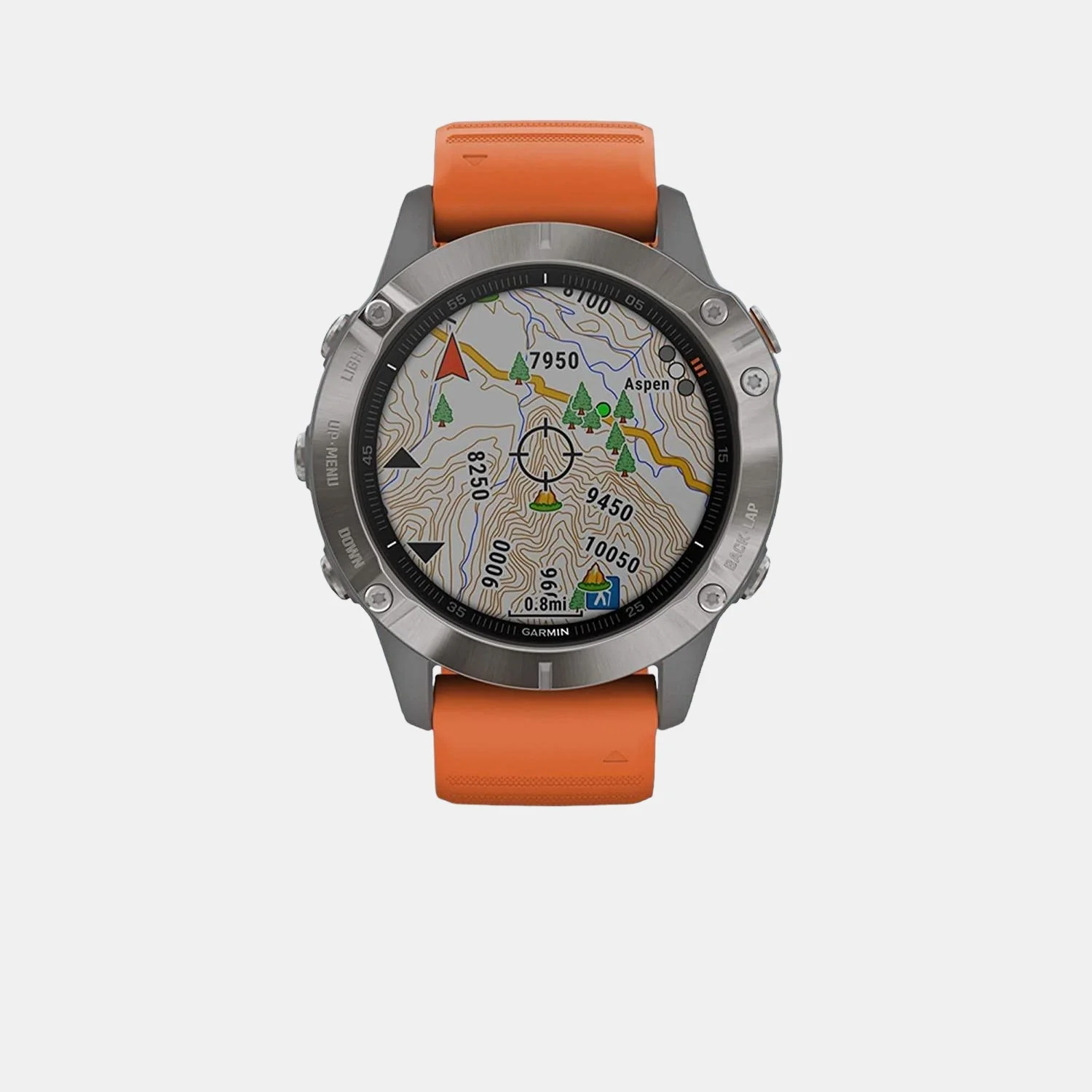 Men Processor Silver Dial Digital Leather Watch FENIX 6 SAPHIRE TITANIUM WITH EMBER ORANGE BAND - Image 2