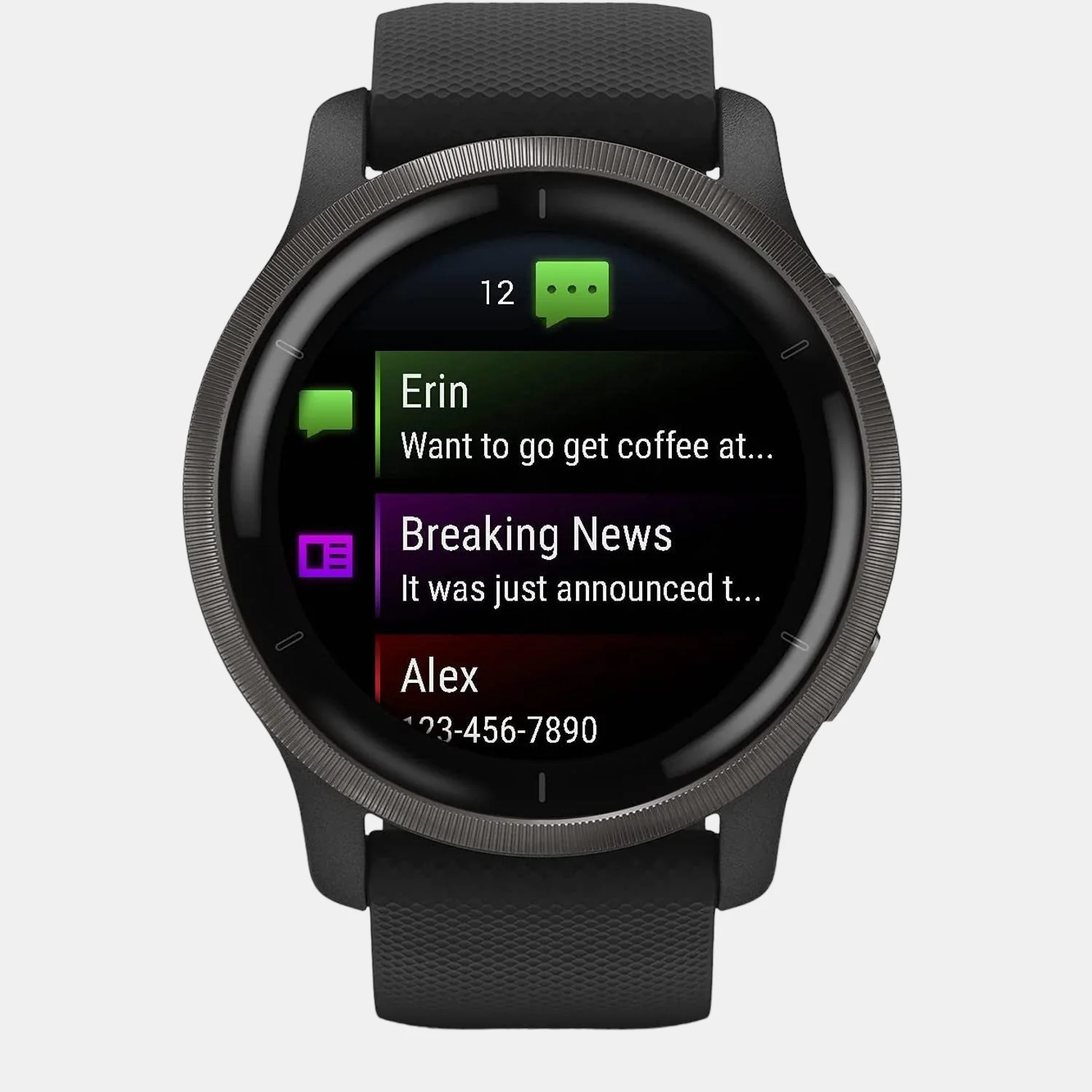 Unisex Processor Black Dial Amoled Silicone Watch VENU 2 010-02430-71 - Image 4