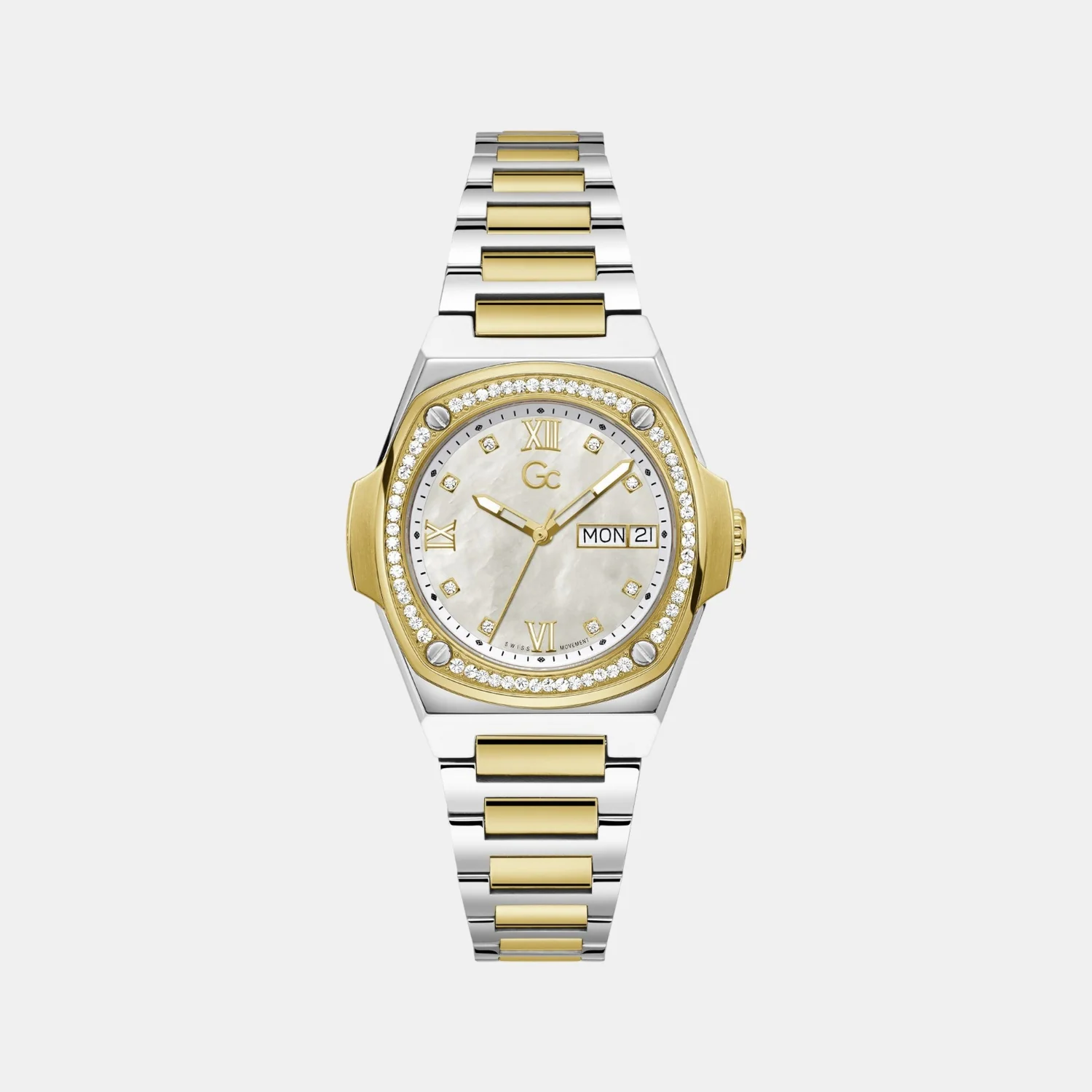 Coussin Shape Lady Women Quartz White Dial Analog Stainless Steel Watch Y98008L1MF