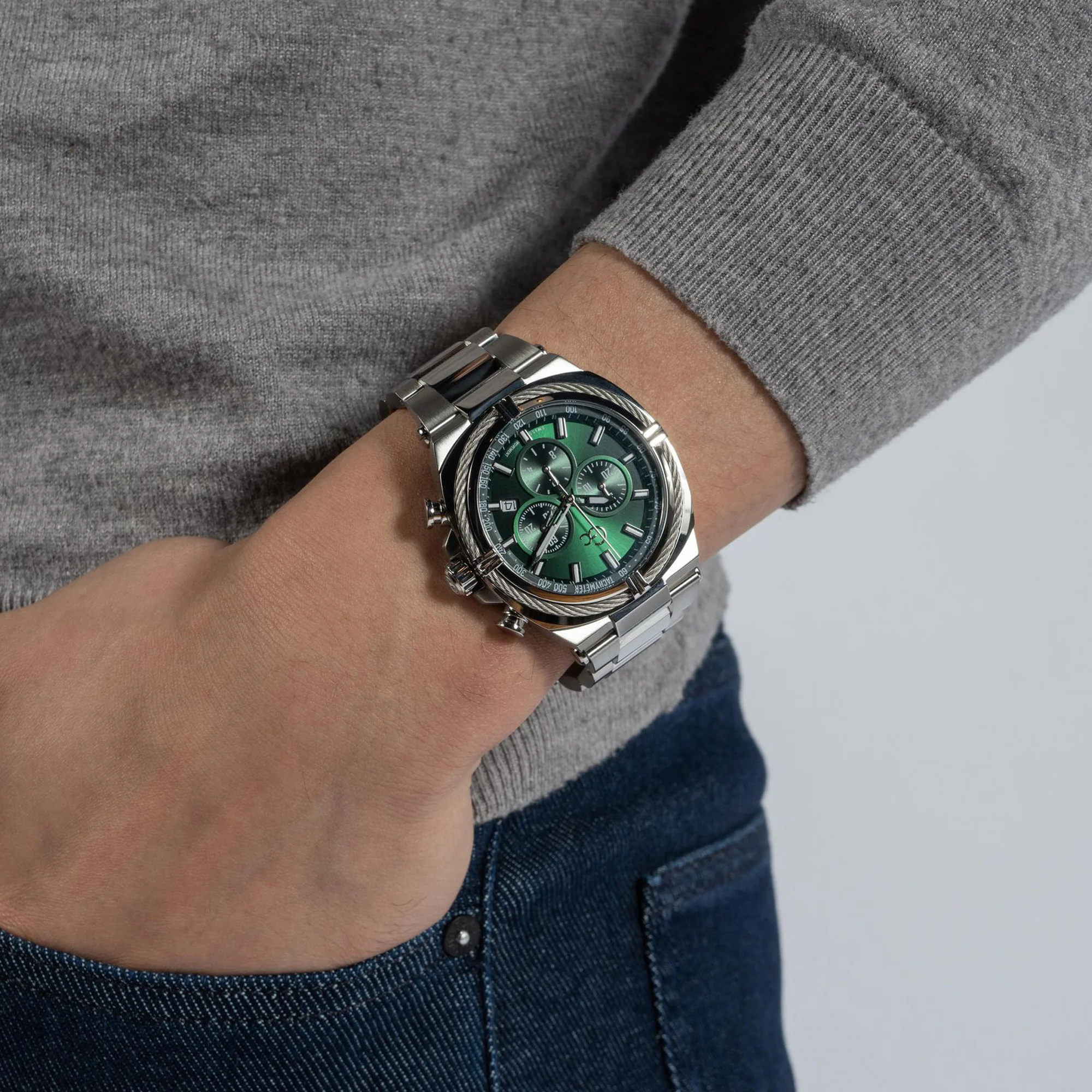 IronClass Chrono Men Quartz Green Dial Chronograph Stainless Steel Watch Z32002G9MF - Image 9